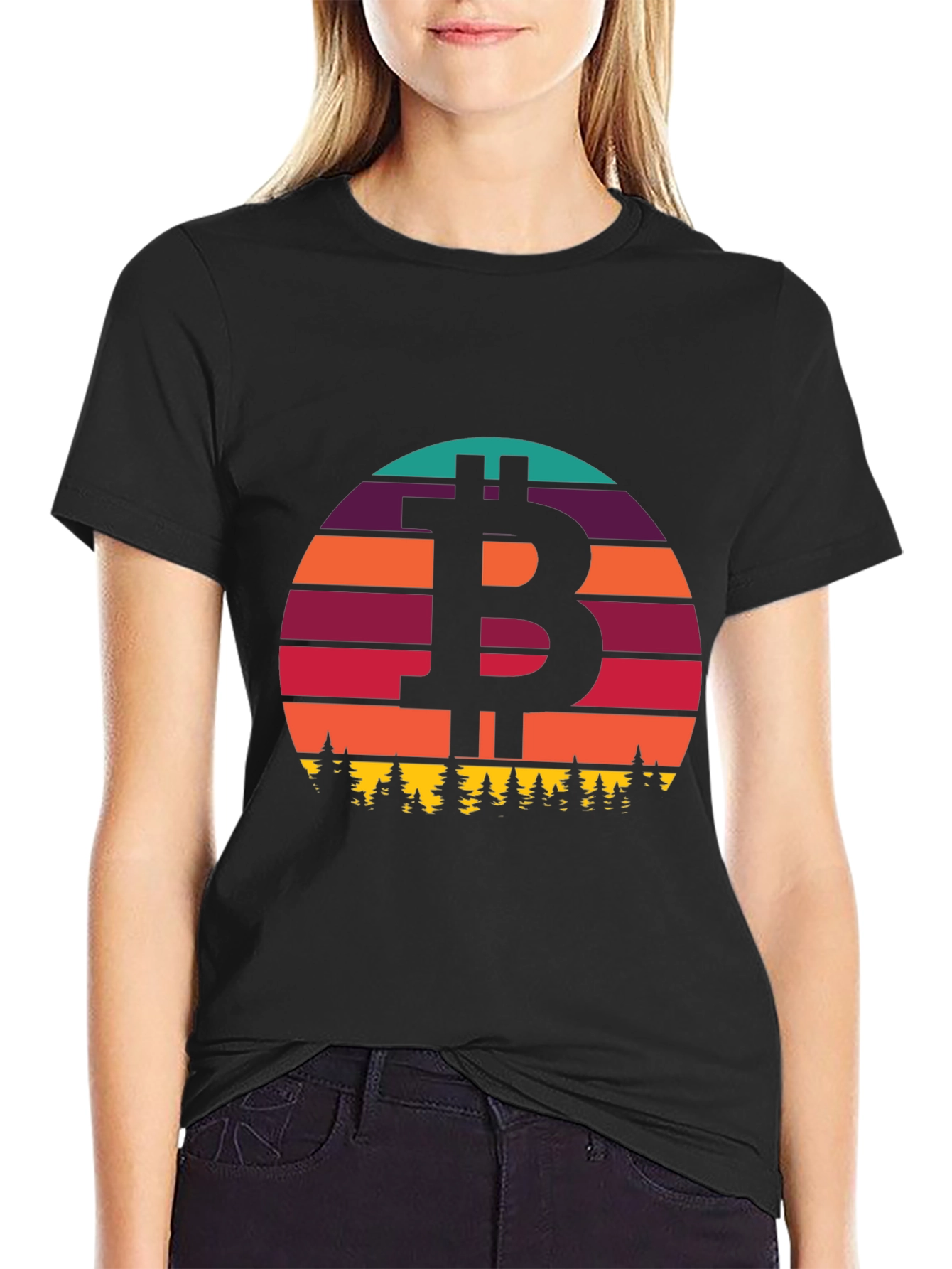 Black Bitcoin Sunset T-Shirt - Crypto Style view 2