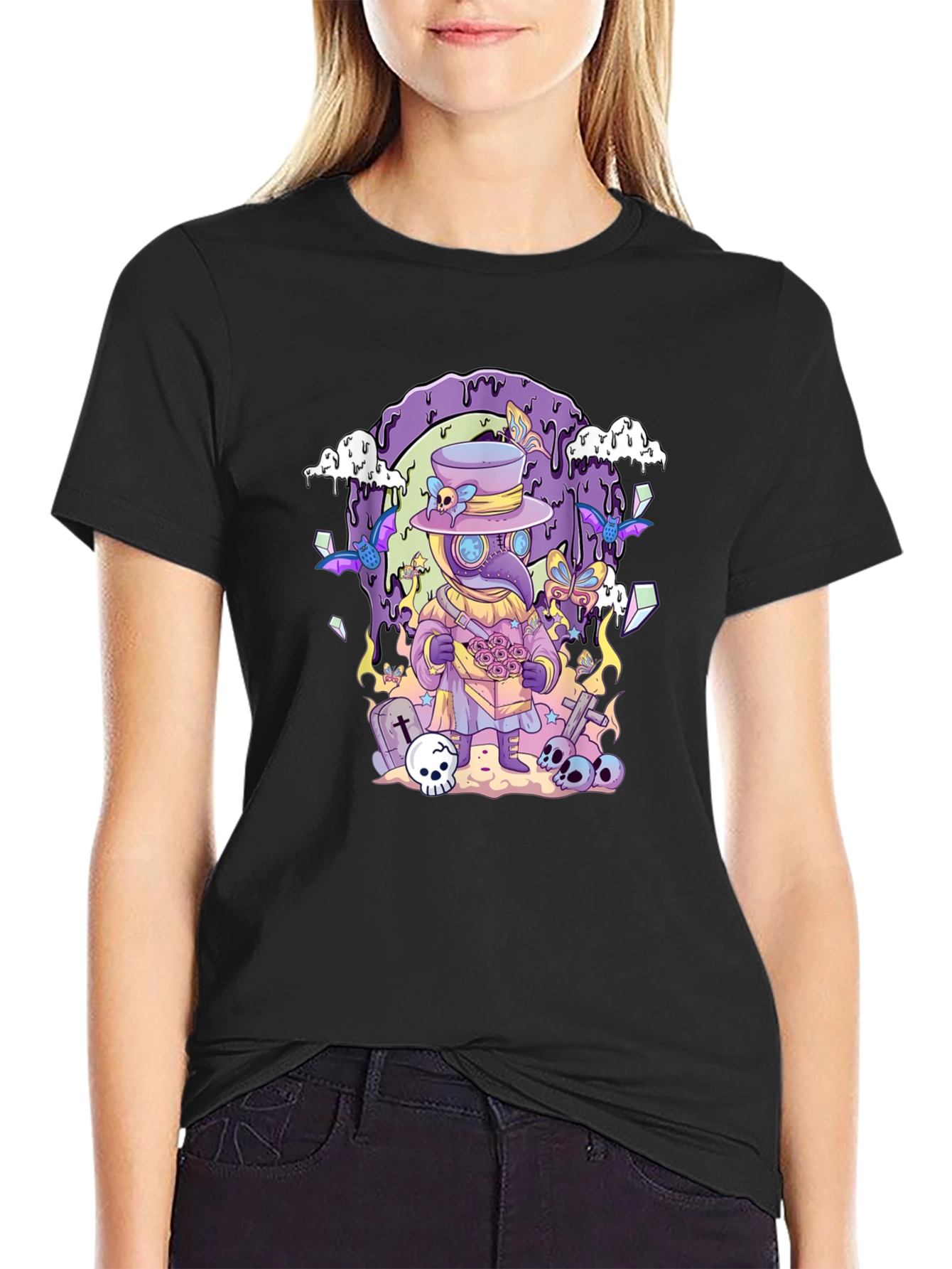 Black Plague Doctor Graphic Print Black T-Shirt view 2