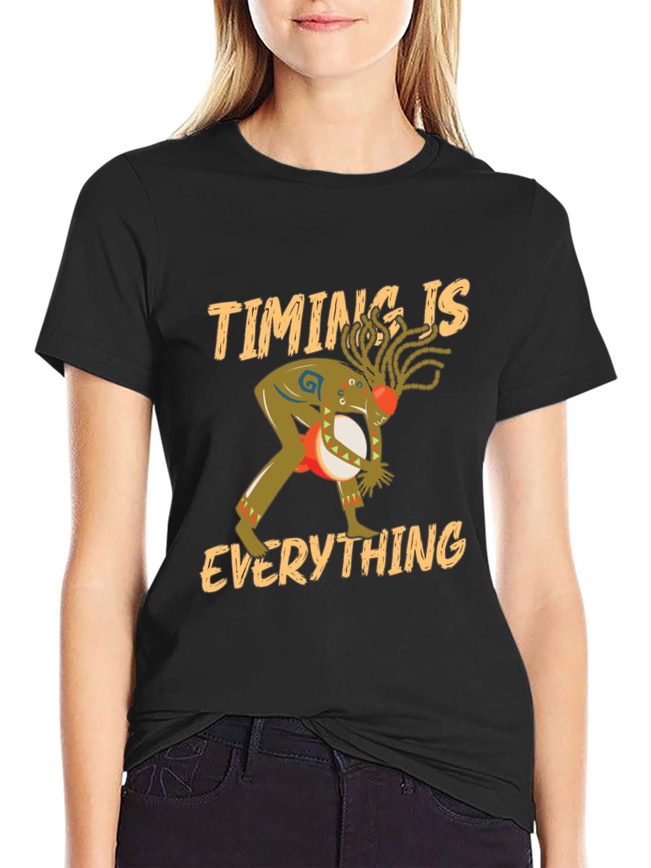 Black Timing Is Everything Black Graphic Tee view 2