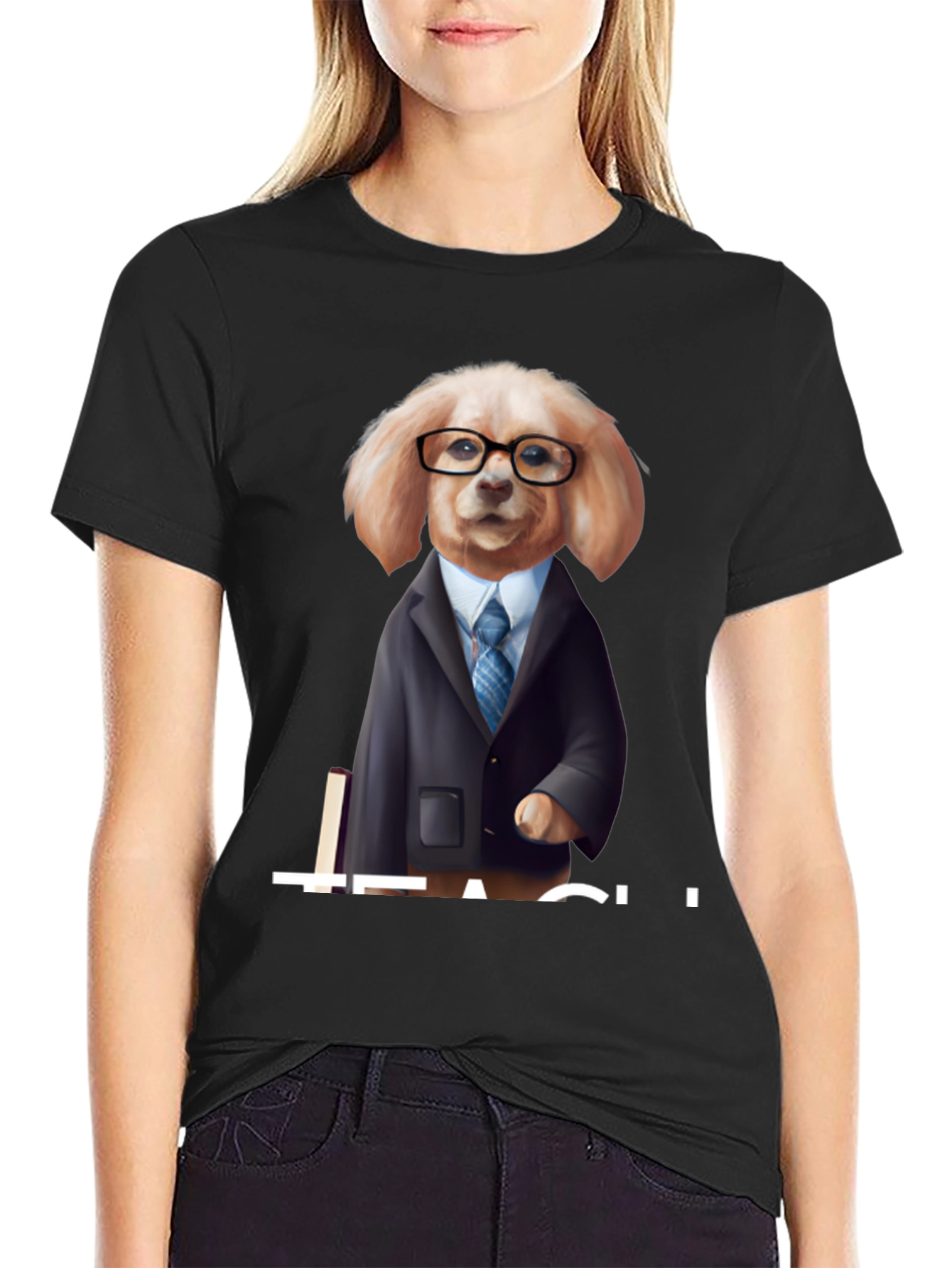 Black Teacher Dog Graphic T-Shirt view 2