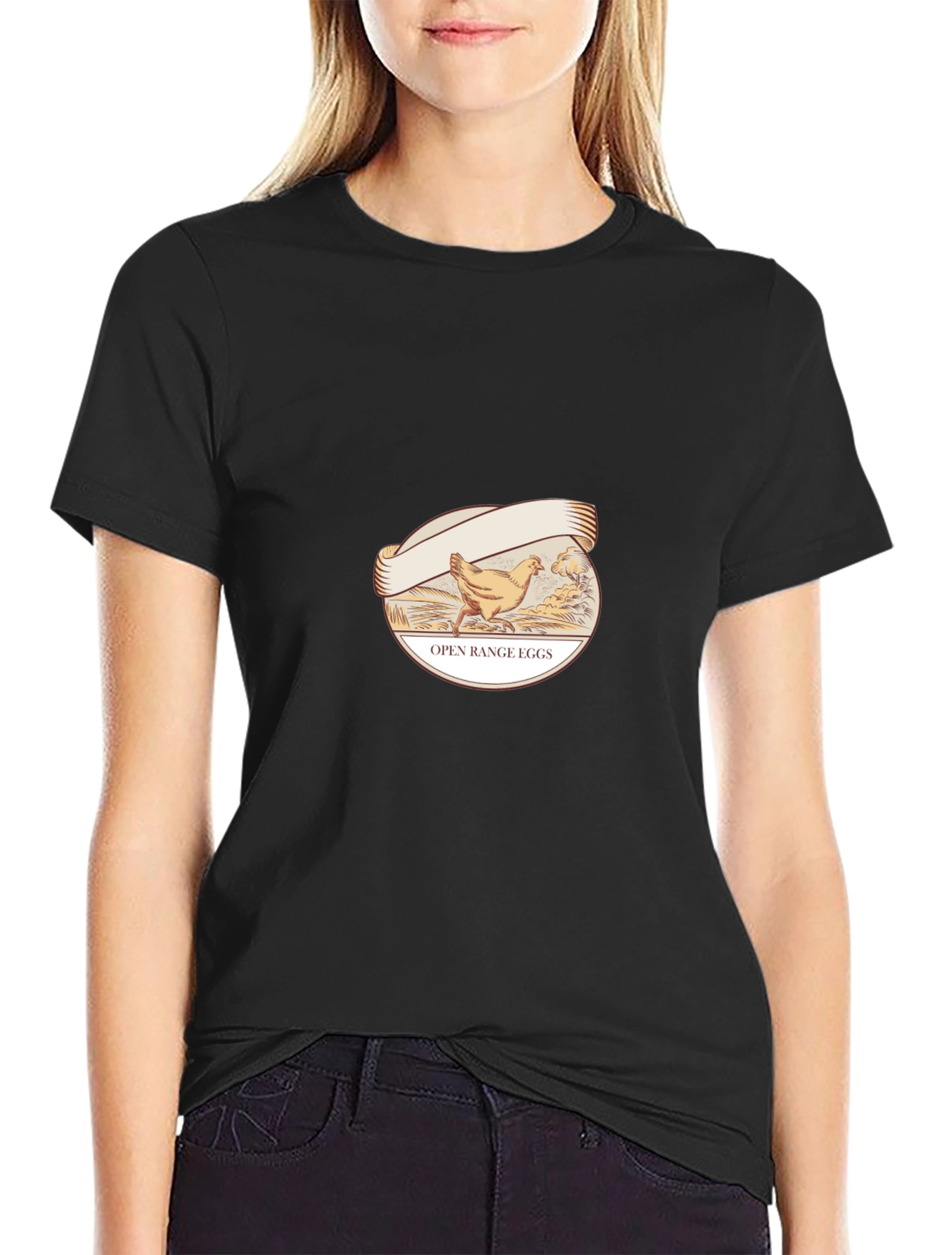 Black Open Range Eggs Graphic T-Shirt view 2