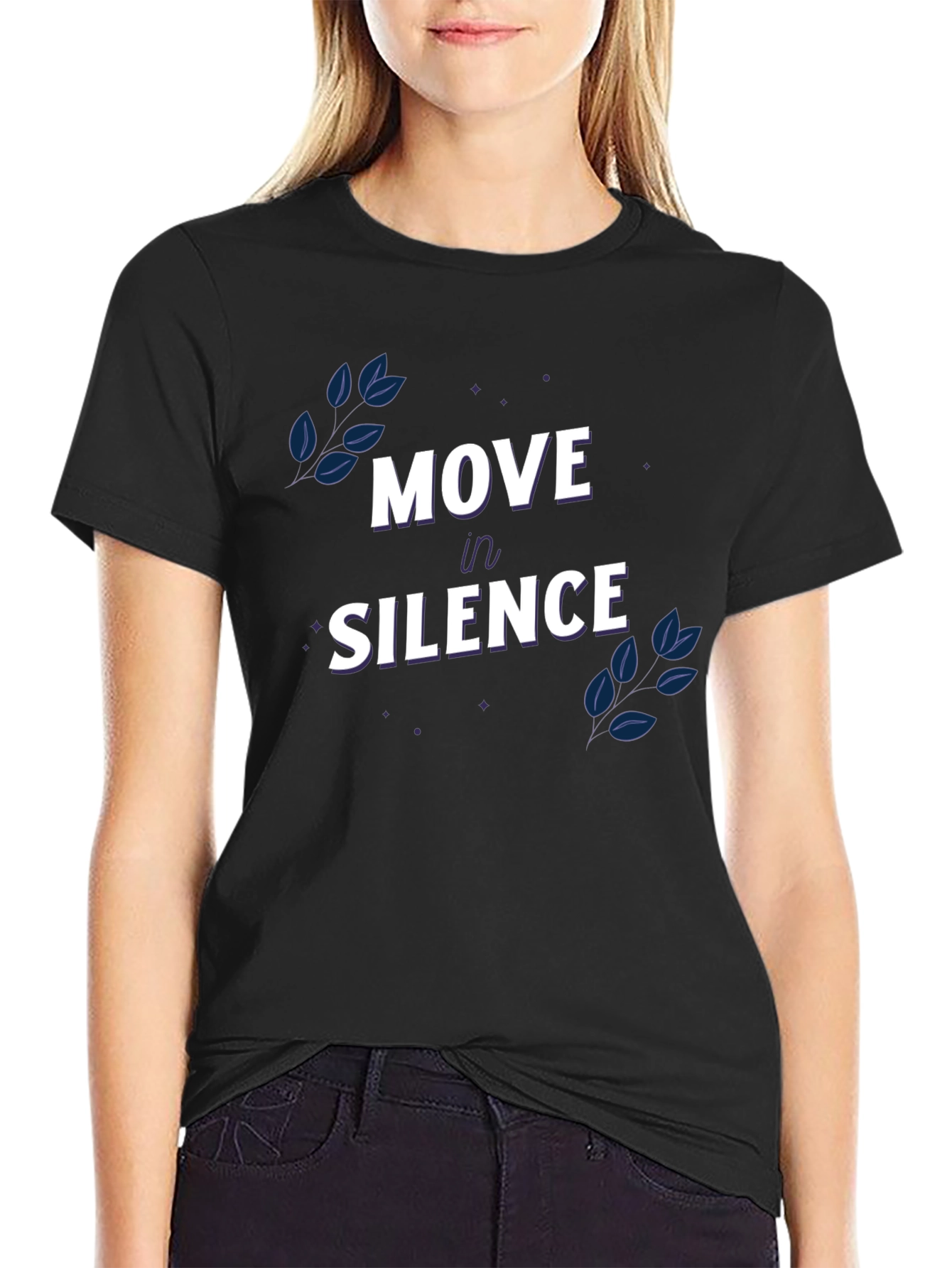 Black Move in Silence Graphic T-Shirt view 2