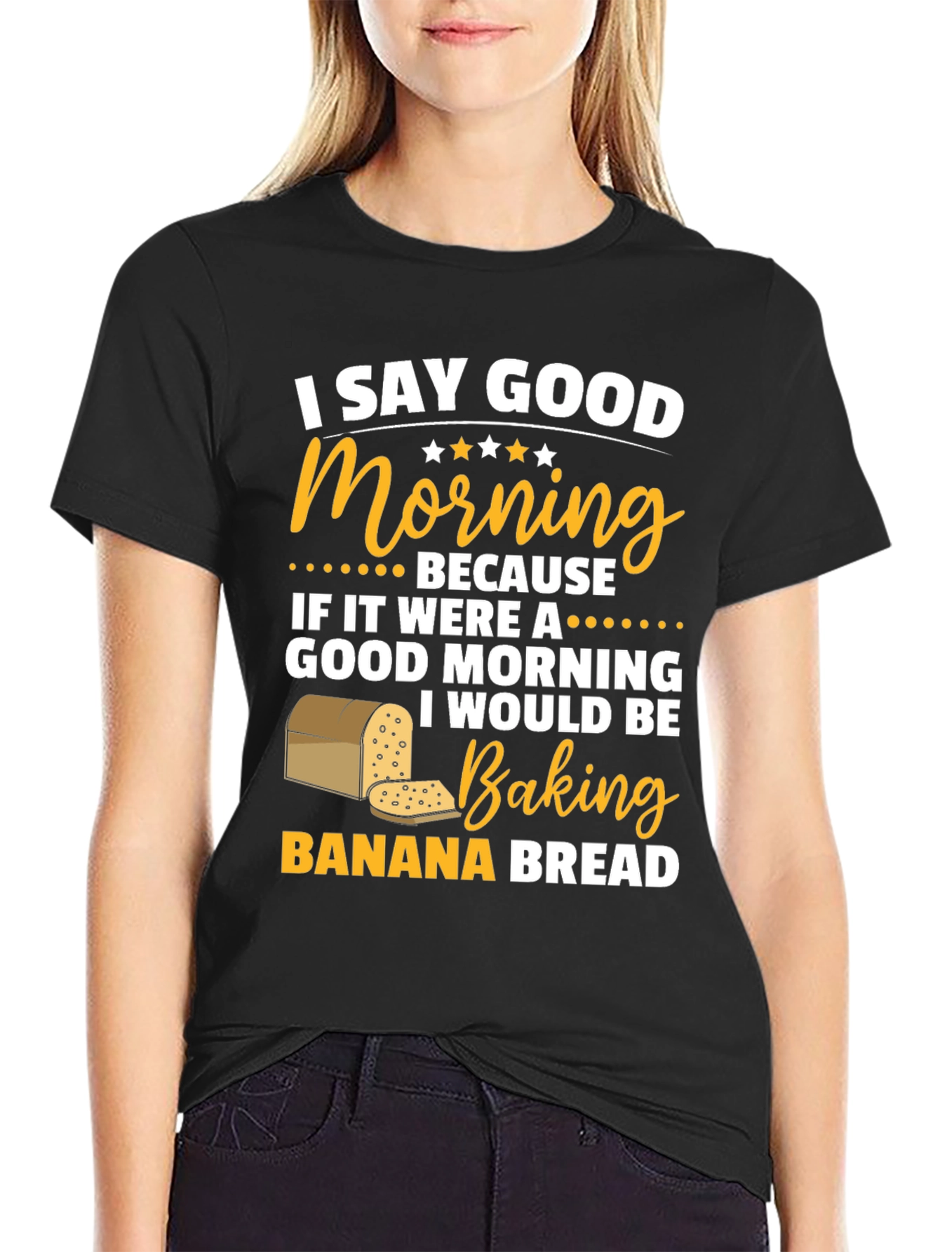 Black Good Morning Banana Bread T-Shirt view 2
