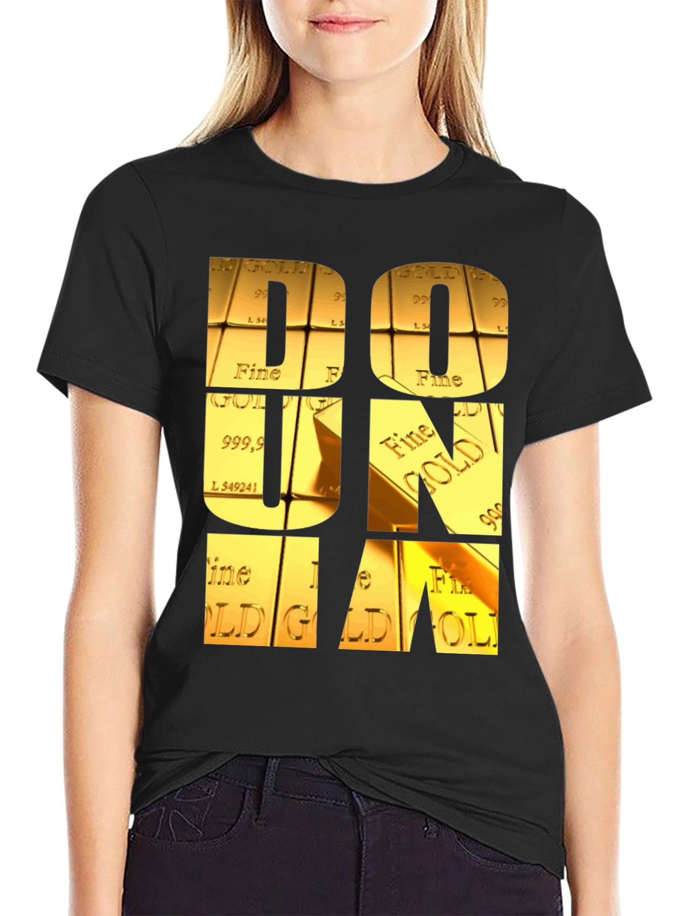 Black Gold Bar Letter Graphic Tee view 2