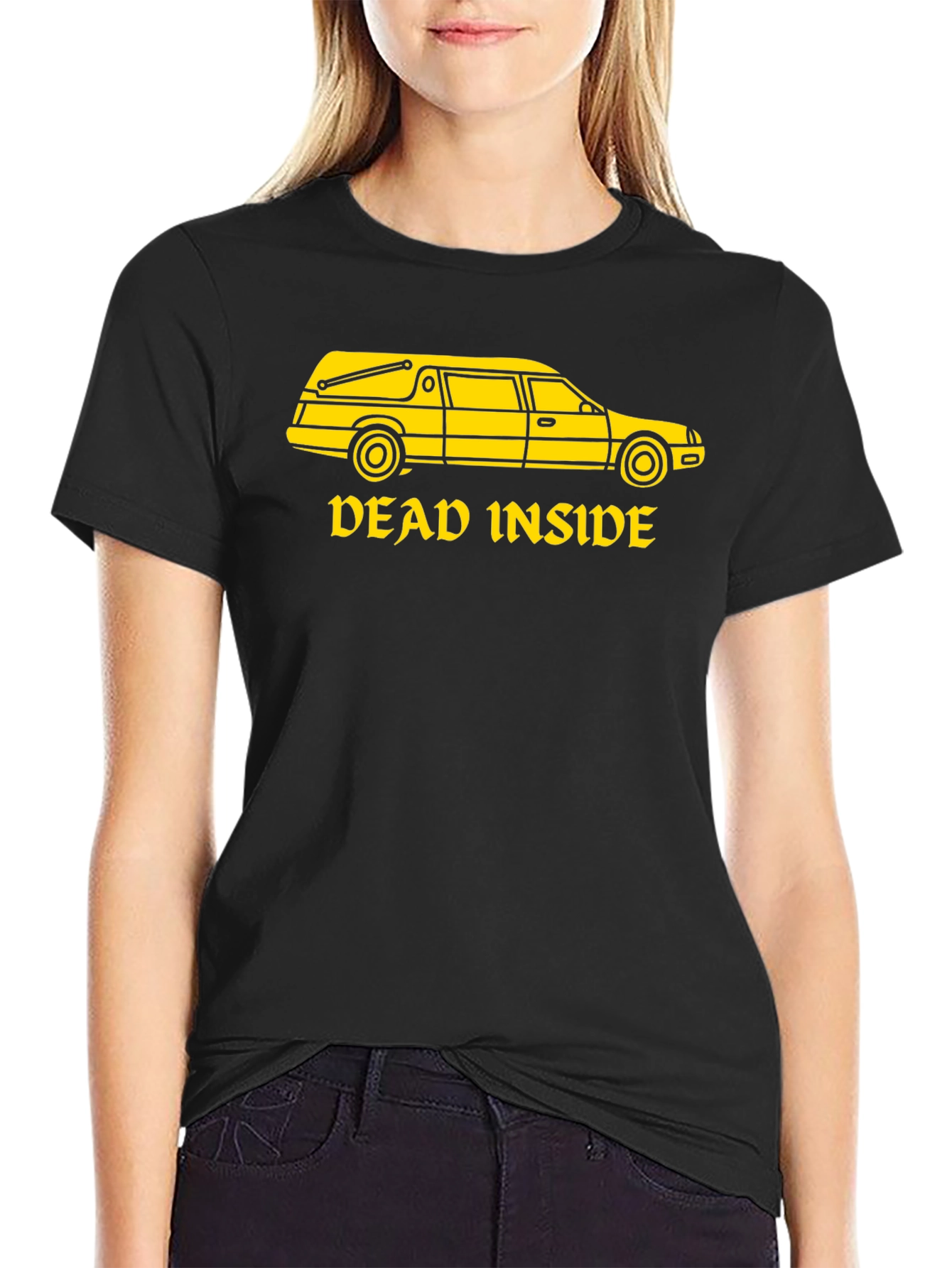Black Dead Inside Hearse T-Shirt - Dark Humor view 2