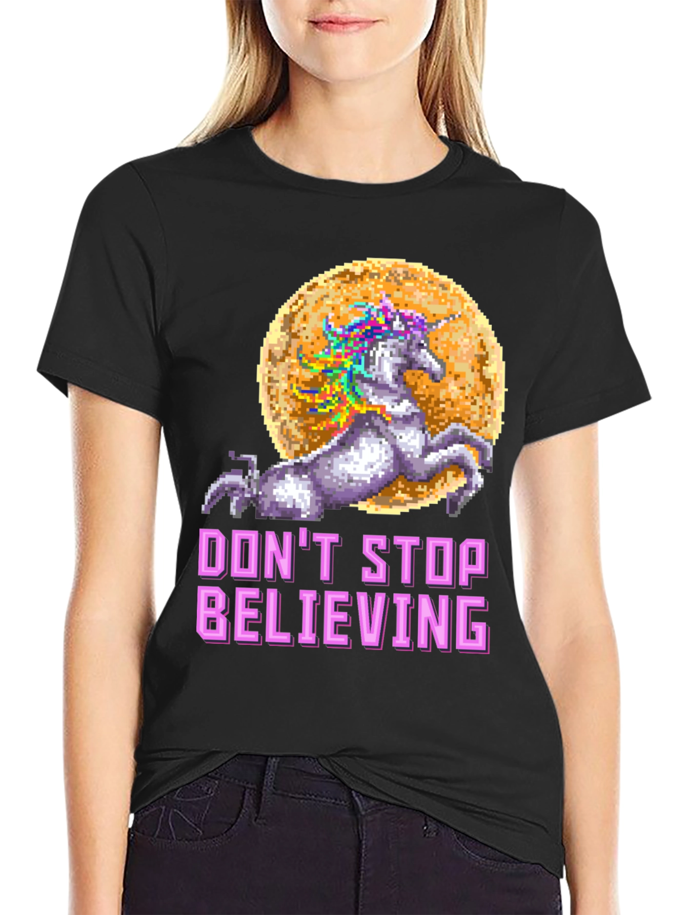 Black Unicorn 'Don't Stop Believing' Graphic T-Shirt view 2