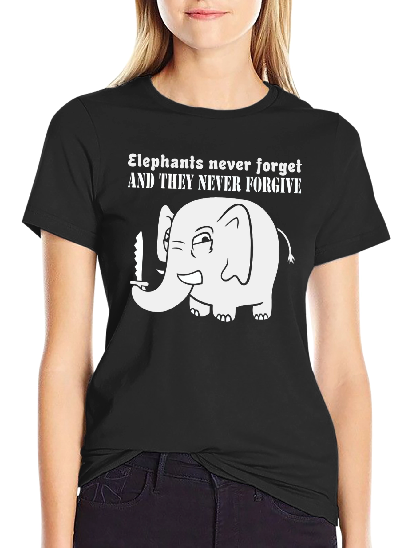 Black Elephant Never Forgets T-Shirt view 2
