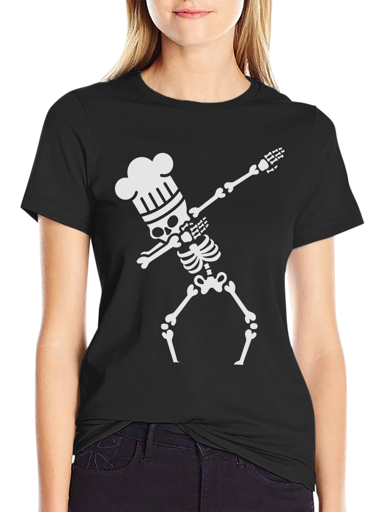 Black Chef Skeleton Dab T-Shirt view 2