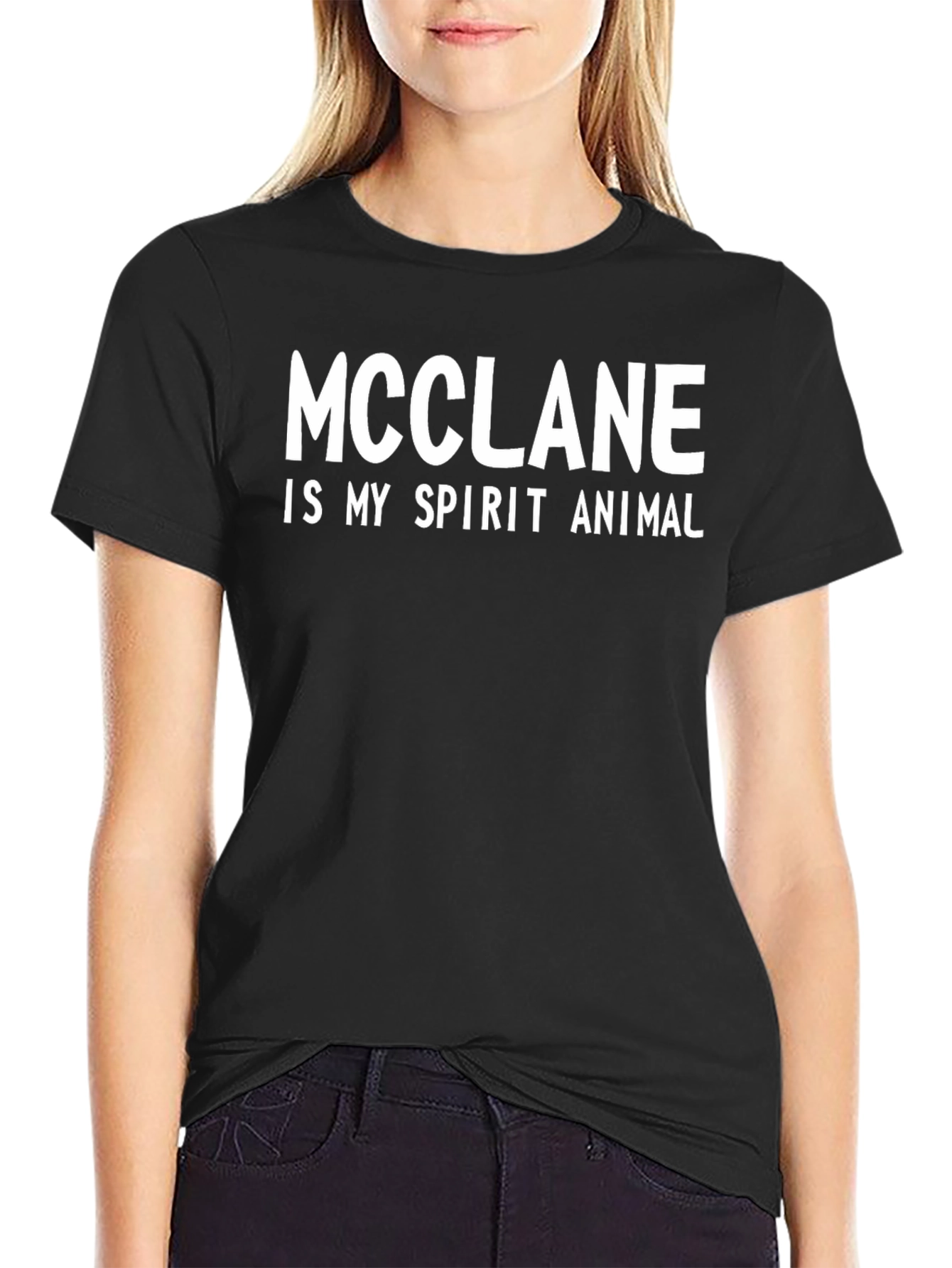 Black McClane is My Spirit Animal - Black T-Shirt view 2