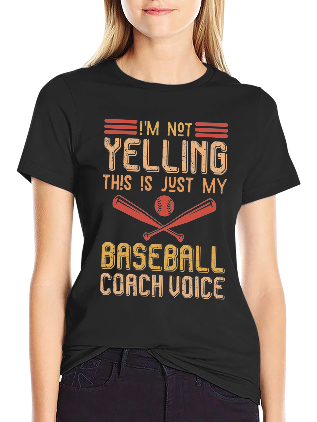 Black Baseball Coach Voice T-Shirt view 2