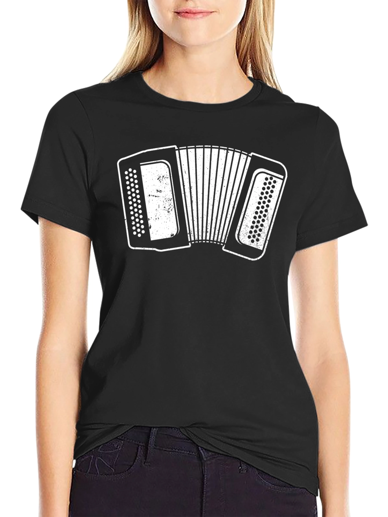 Black Accordion Graphic Tee - Black Unisex T-Shirt view 2