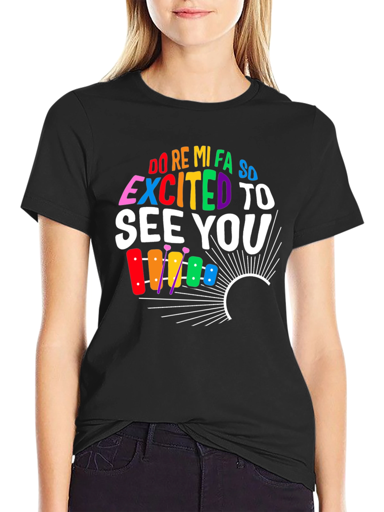 Black Excited To See You Music T-Shirt view 2