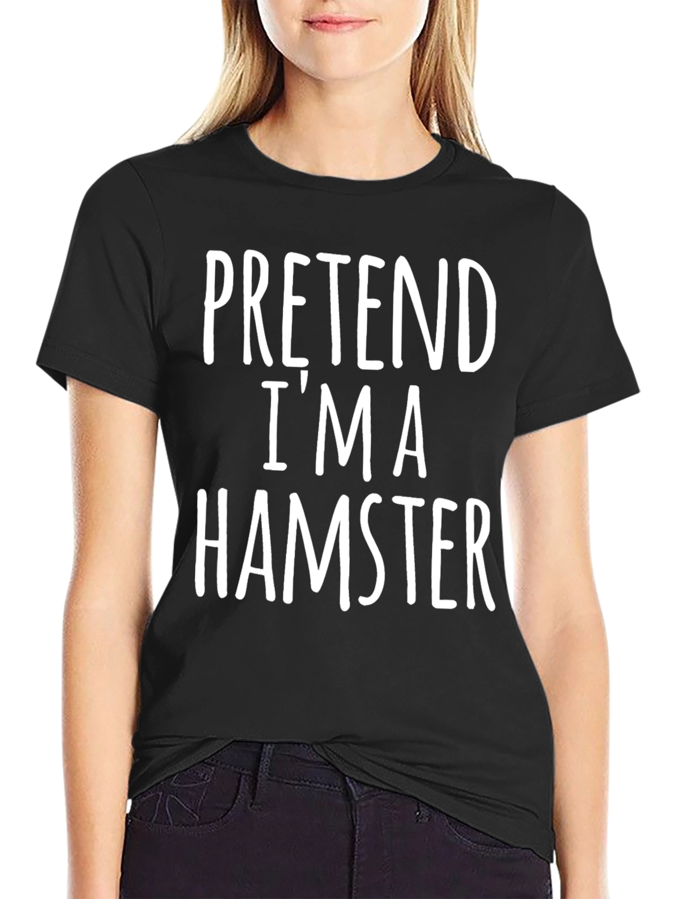 Black Pretend I'm A Hamster Graphic T-Shirt view 2