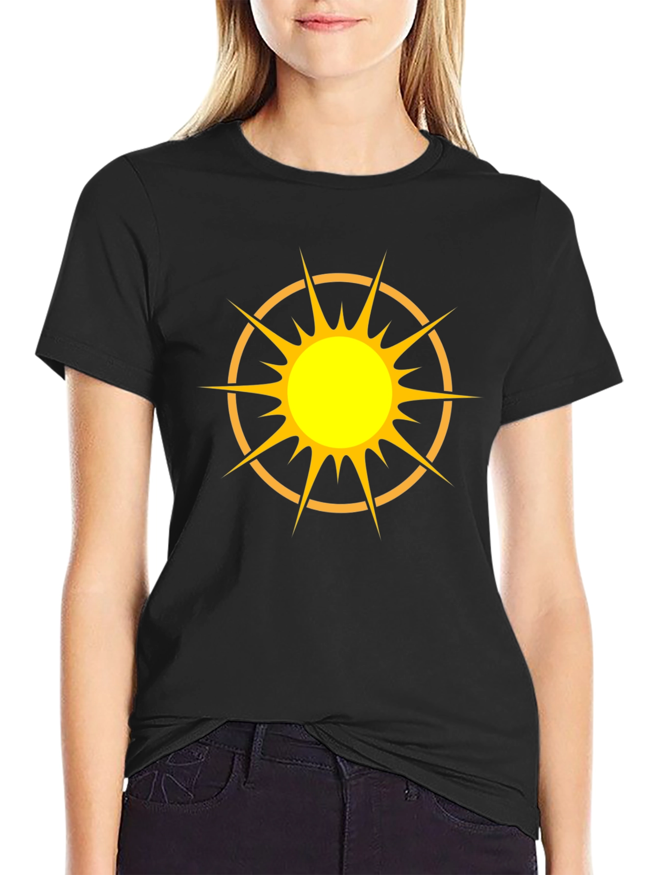 Black Radiant Sun Graphic Tee - Black Cotton Blend view 2
