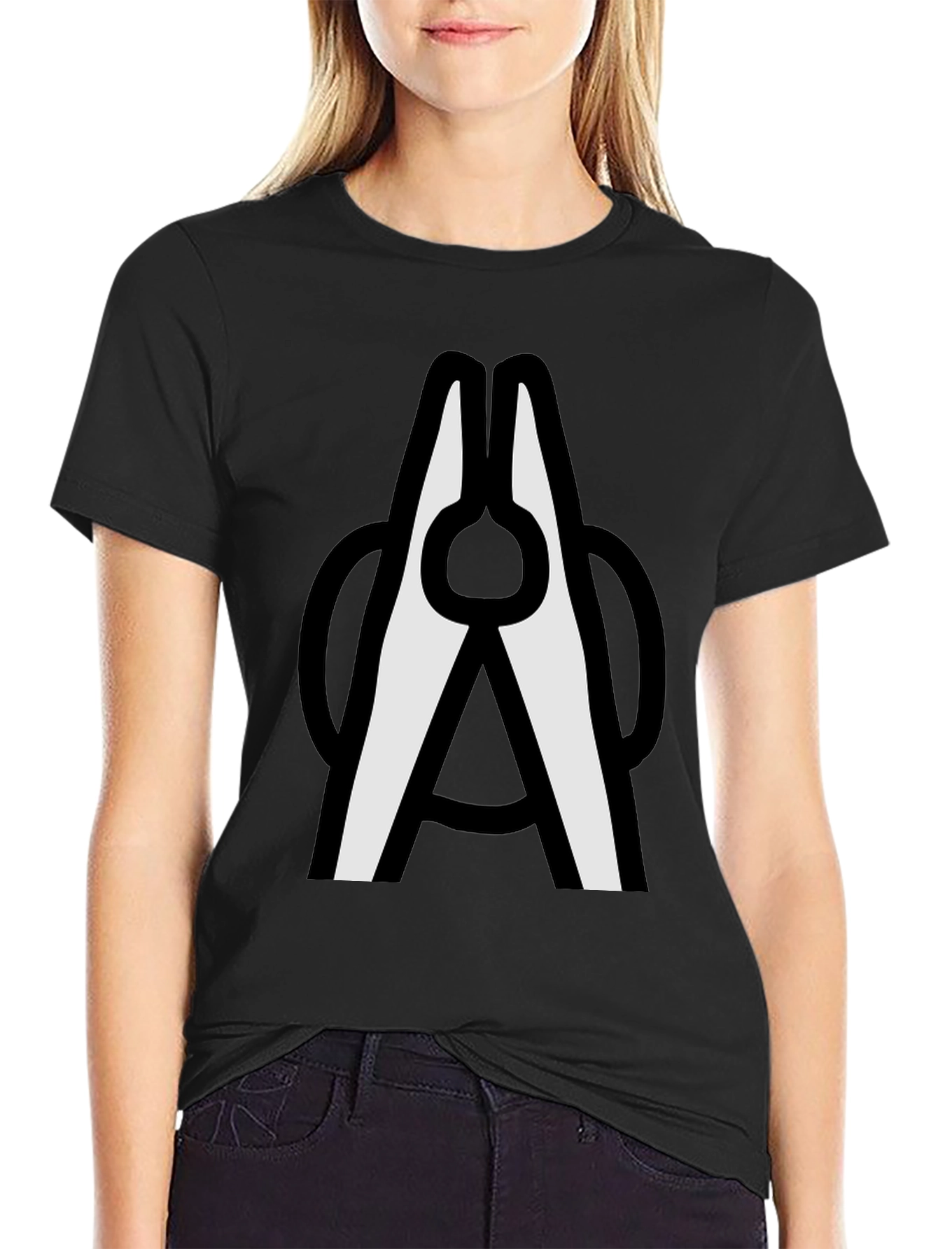 Black Clothespin Graphic T-Shirt - Modern Crew Neck Tee view 2