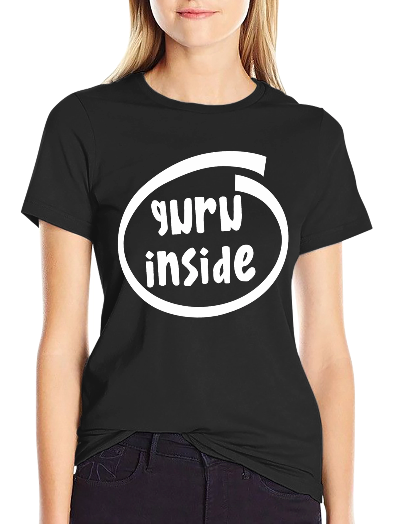 Black Guru Inside Black T-Shirt - Novelty Tee view 2