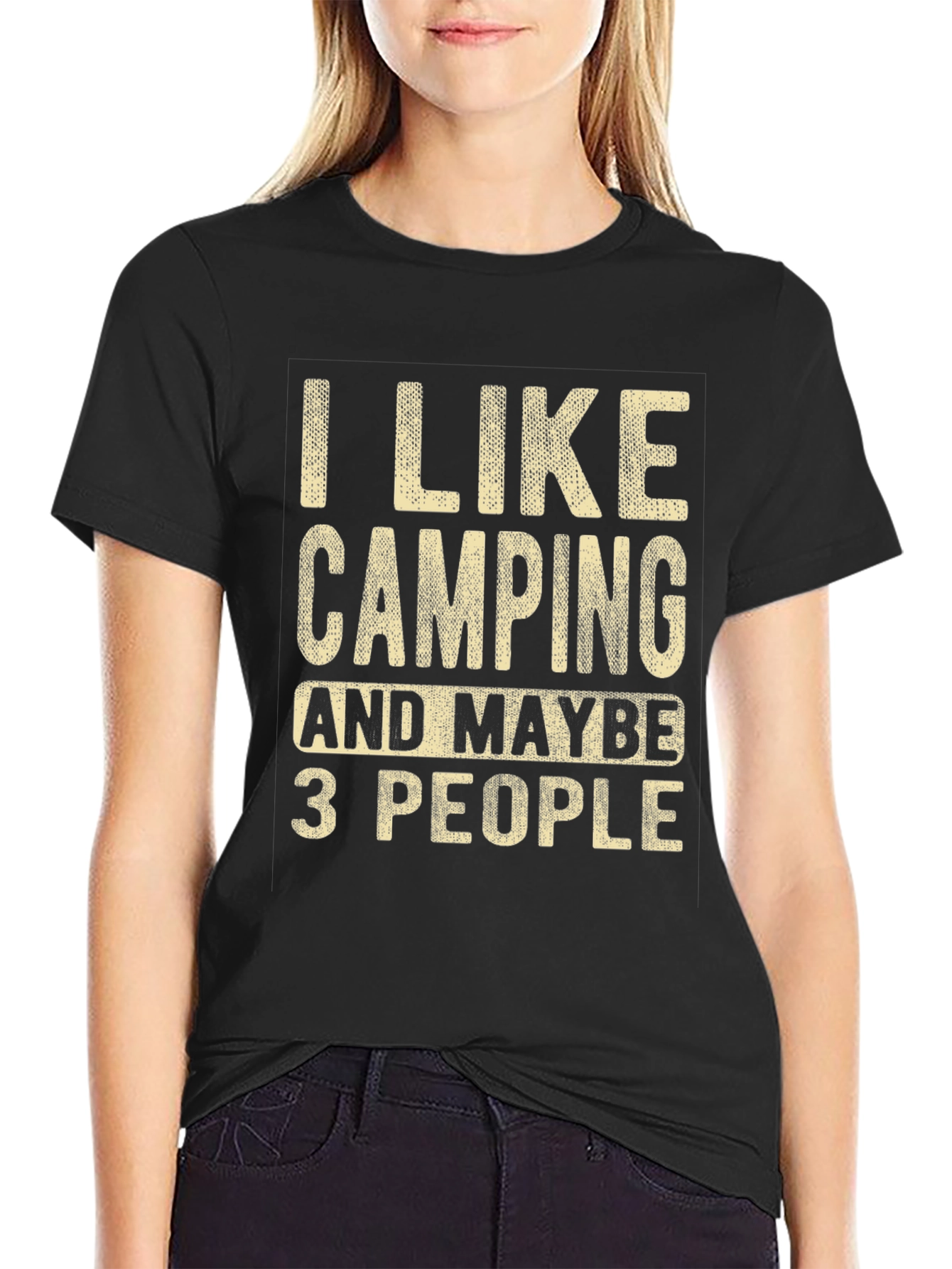Black I Like Camping T-Shirt - Funny Camping Tee view 2
