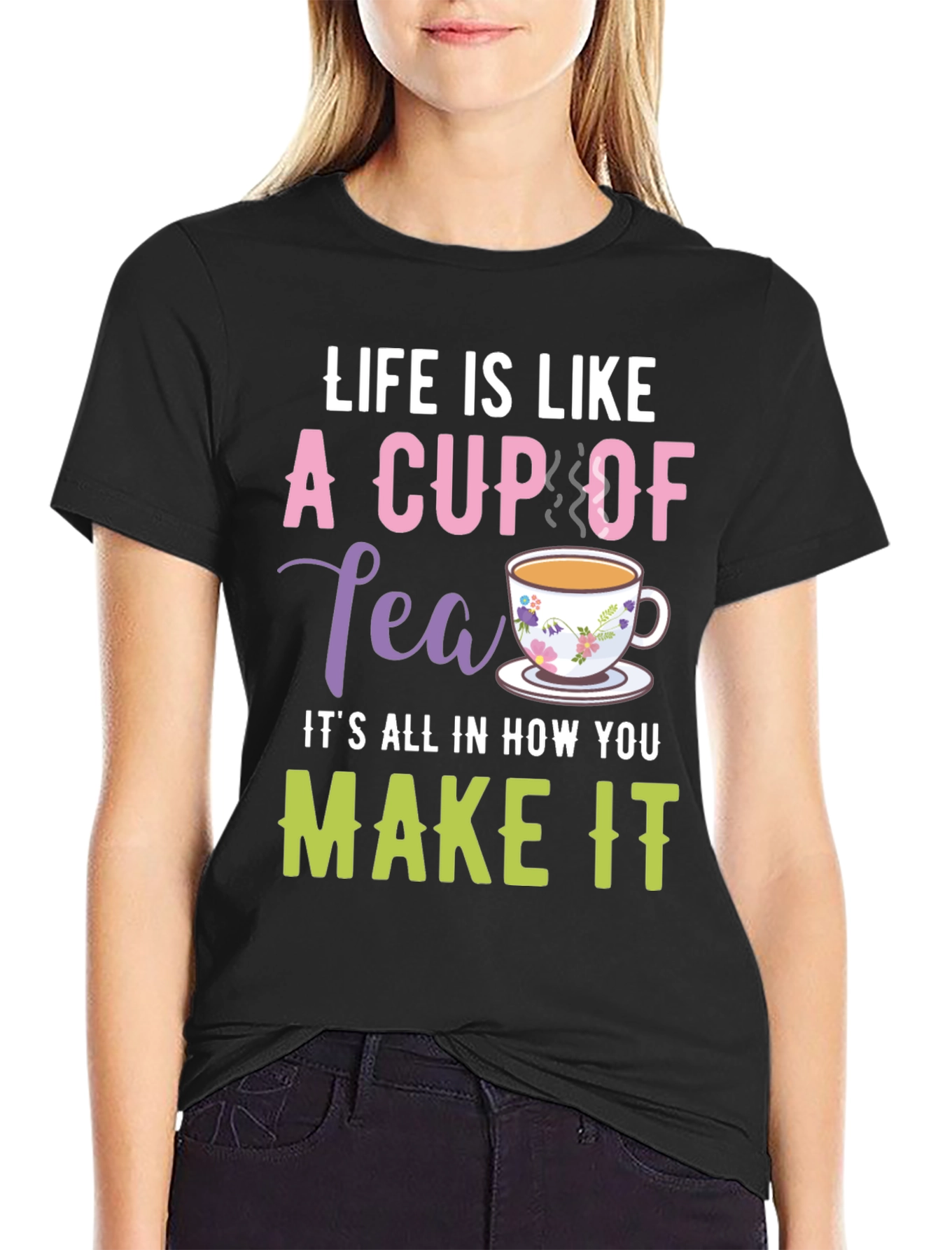 Black Life is Like a Cup of Tea Graphic T-Shirt view 2