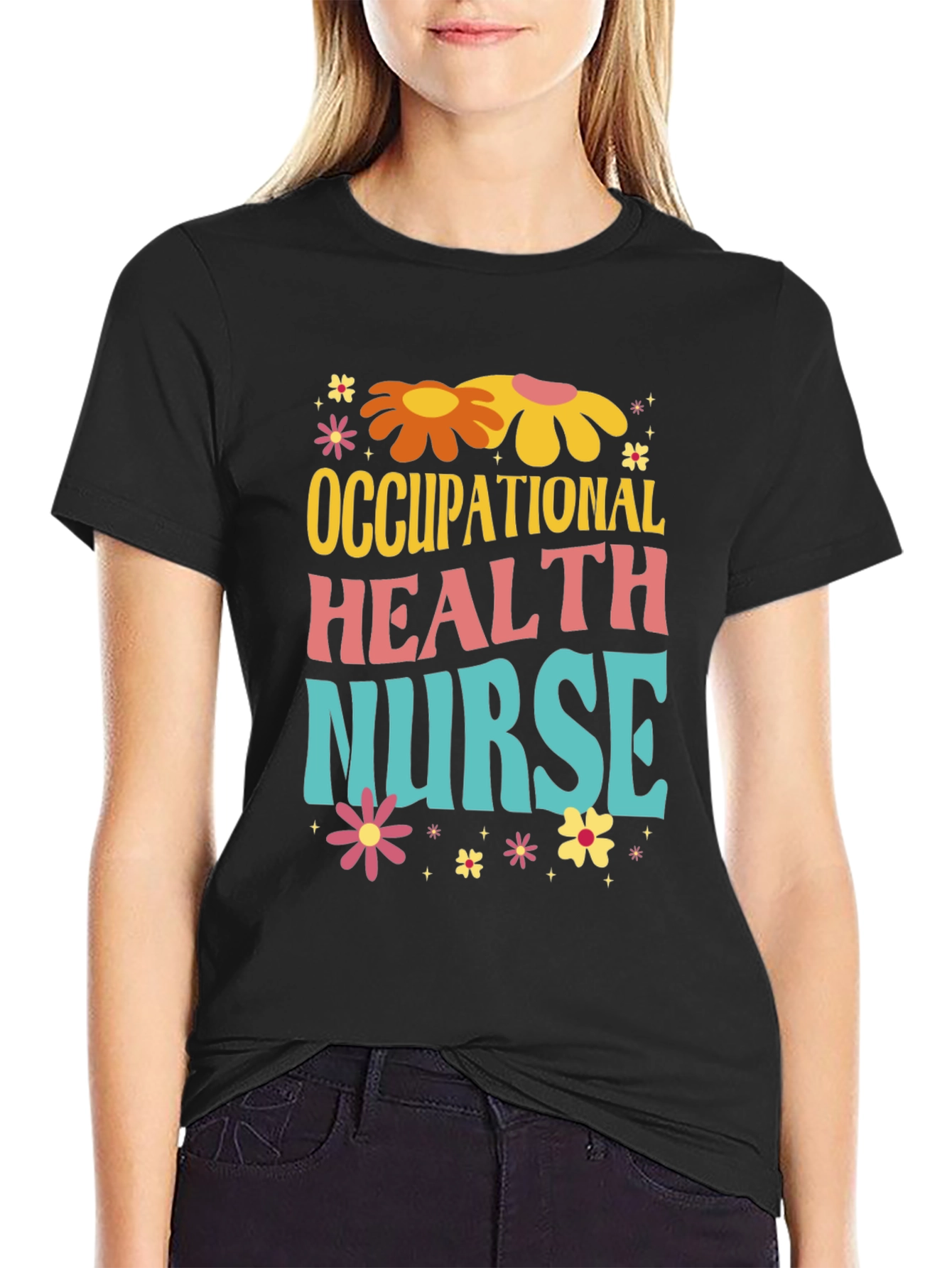 Black Retro Occupational Health Nurse T-Shirt view 2