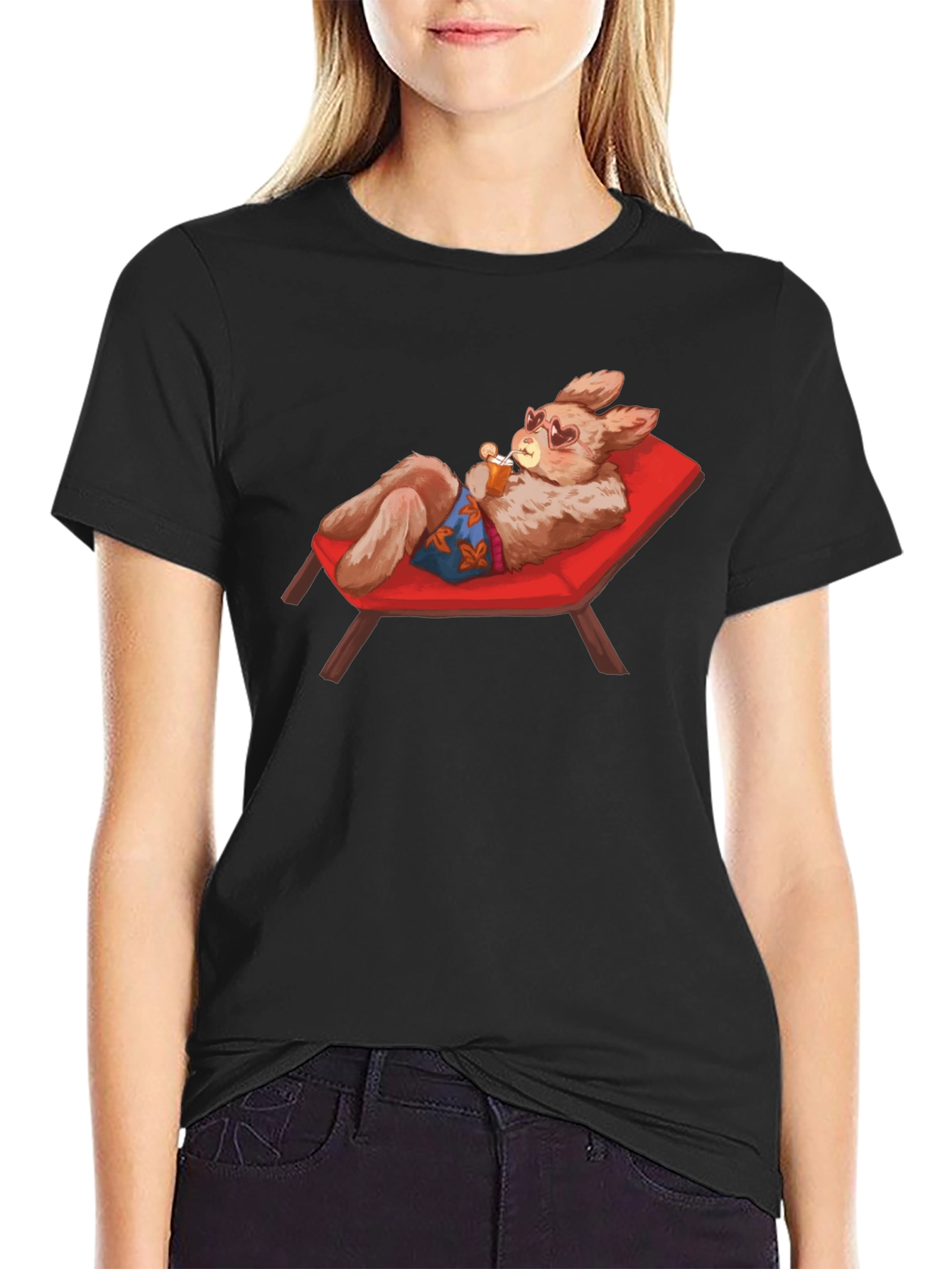 Black Relaxing Rabbit T-Shirt view 2