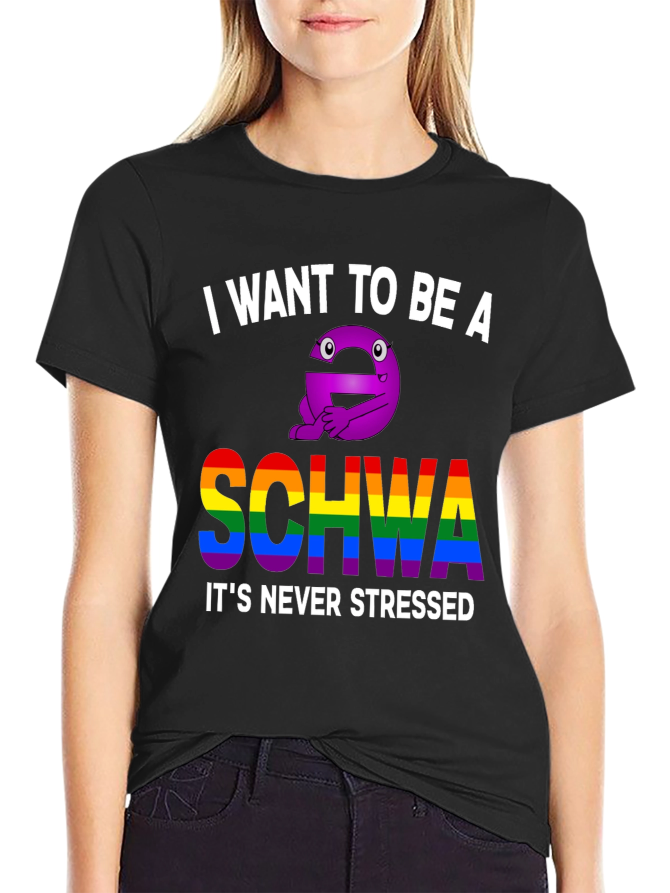 Black I Want To Be A Schwa T-Shirt view 2