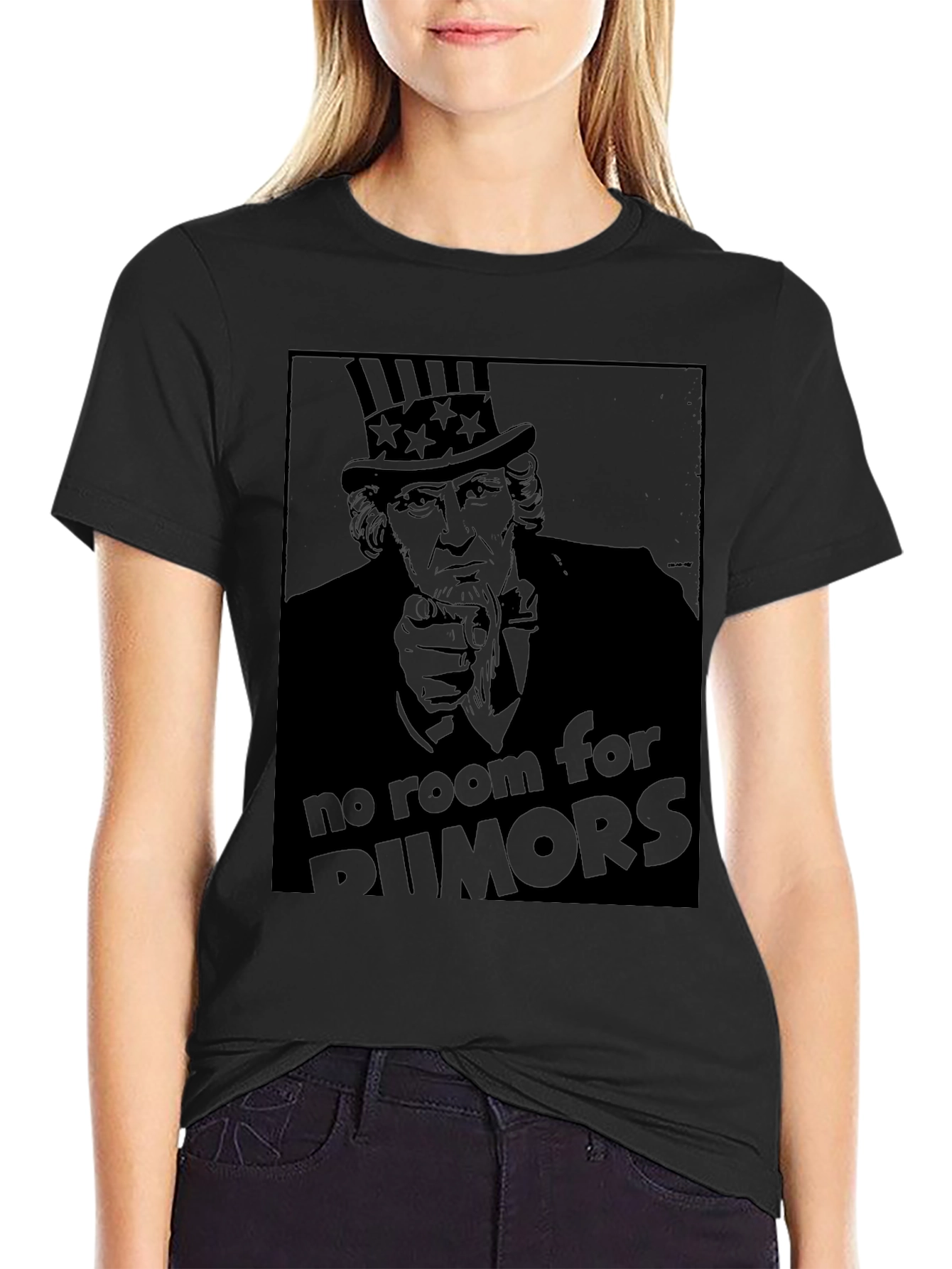 Black Uncle Sam "No Room For Rumors" Graphic T-Shirt view 2