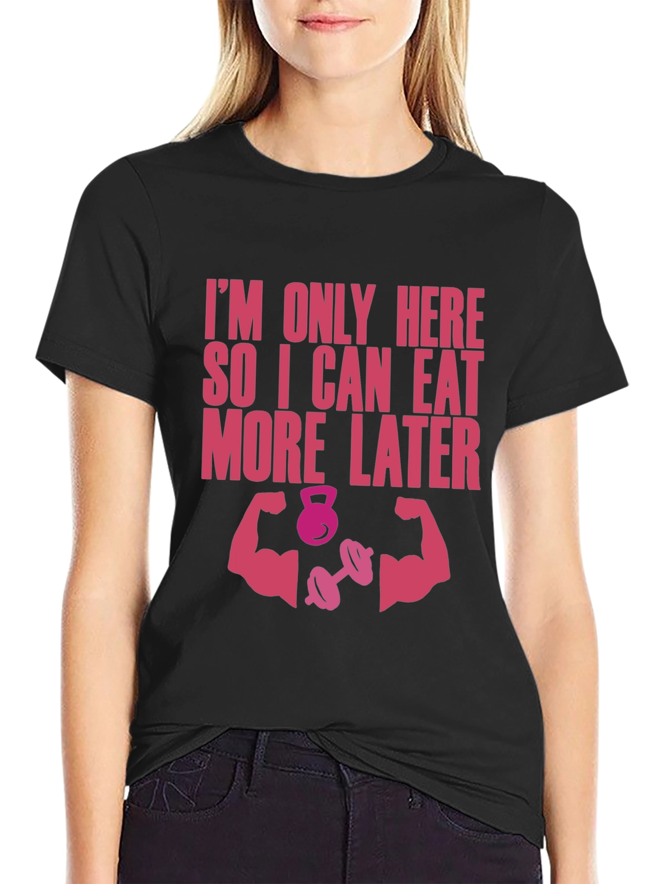 Black Funny Workout T-Shirt - Eat More Later Gym Tee view 2
