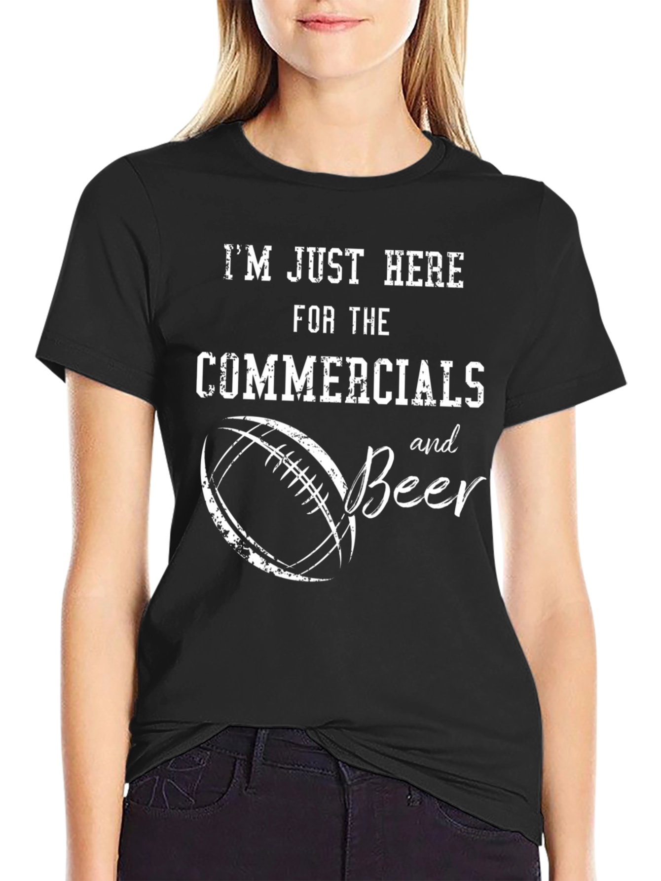 Black Commercials and Beer Football T-Shirt view 2