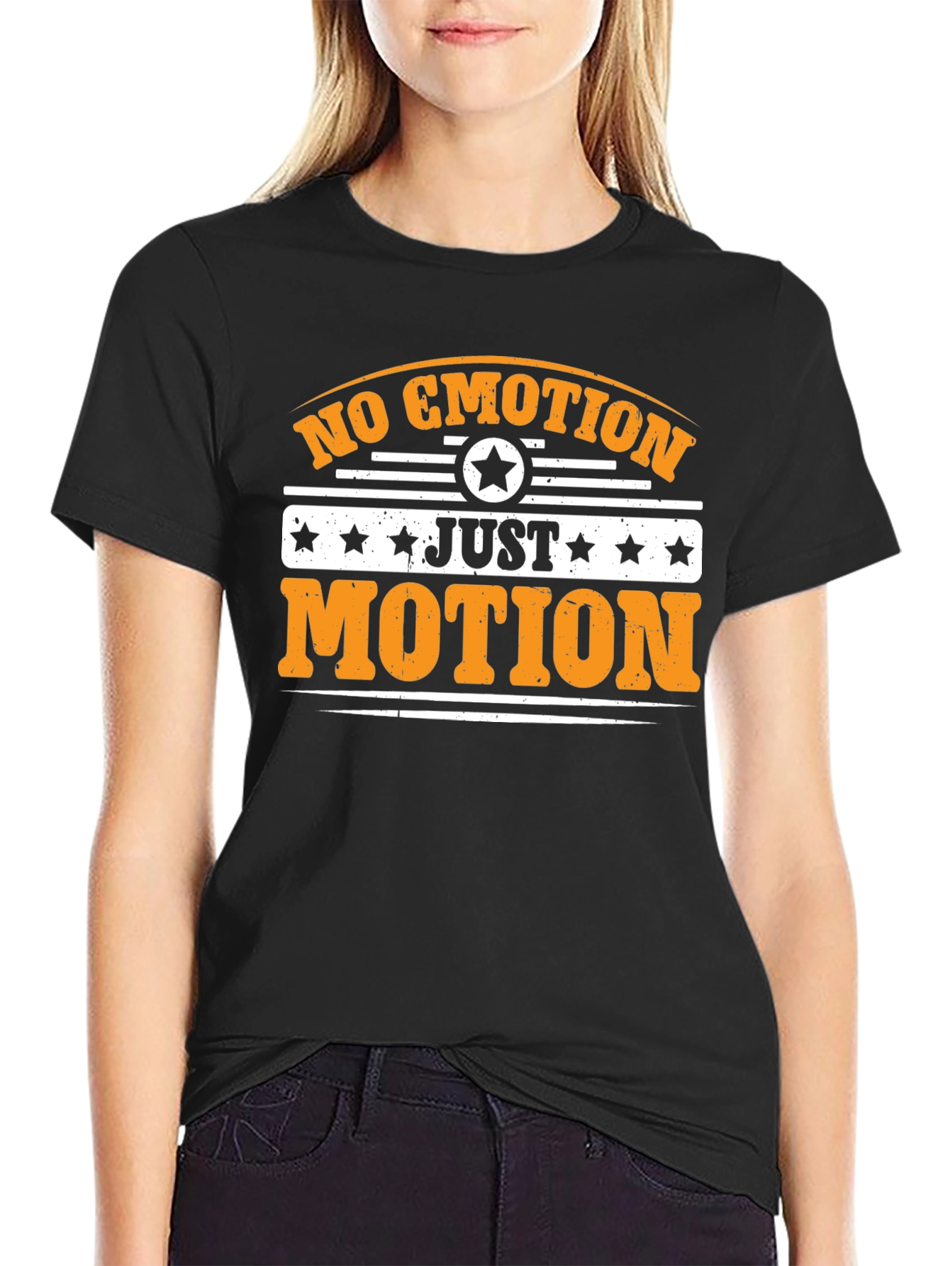 Black No Emotion Just Motion Graphic Tee view 2