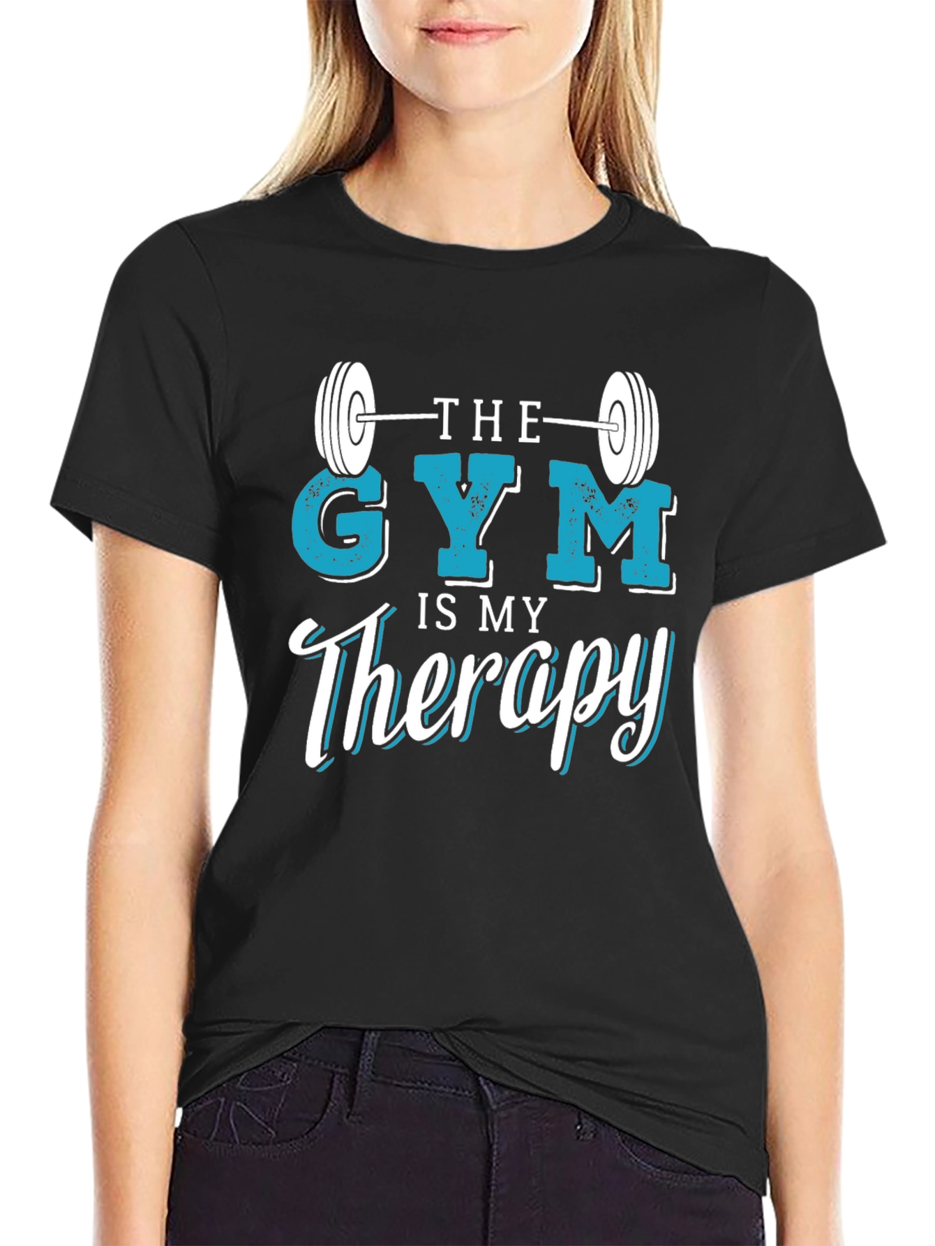 Black Gym Therapy Graphic Tee - Workout Motivation view 2