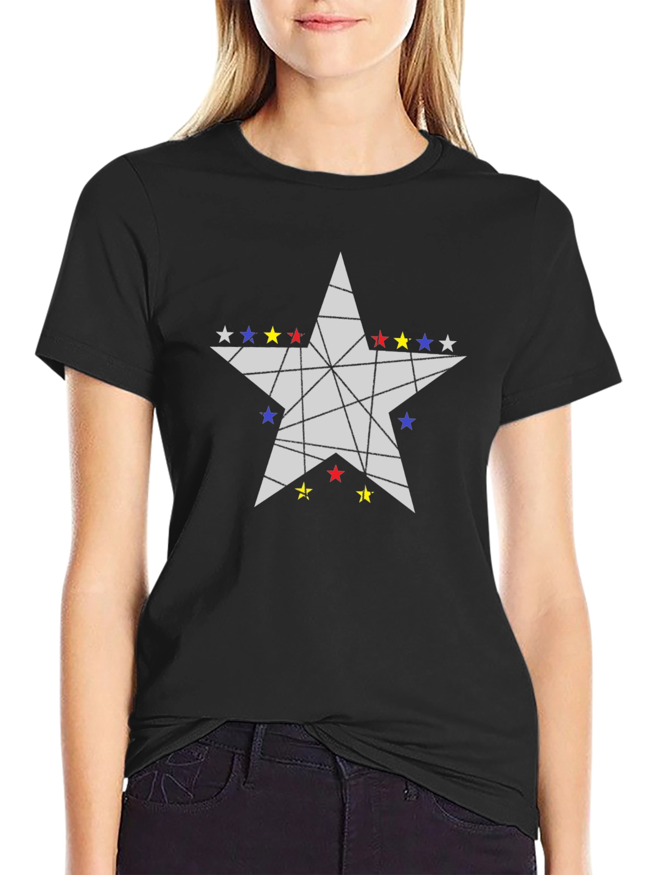 Black Star Graphic Men's Black T-Shirt view 2