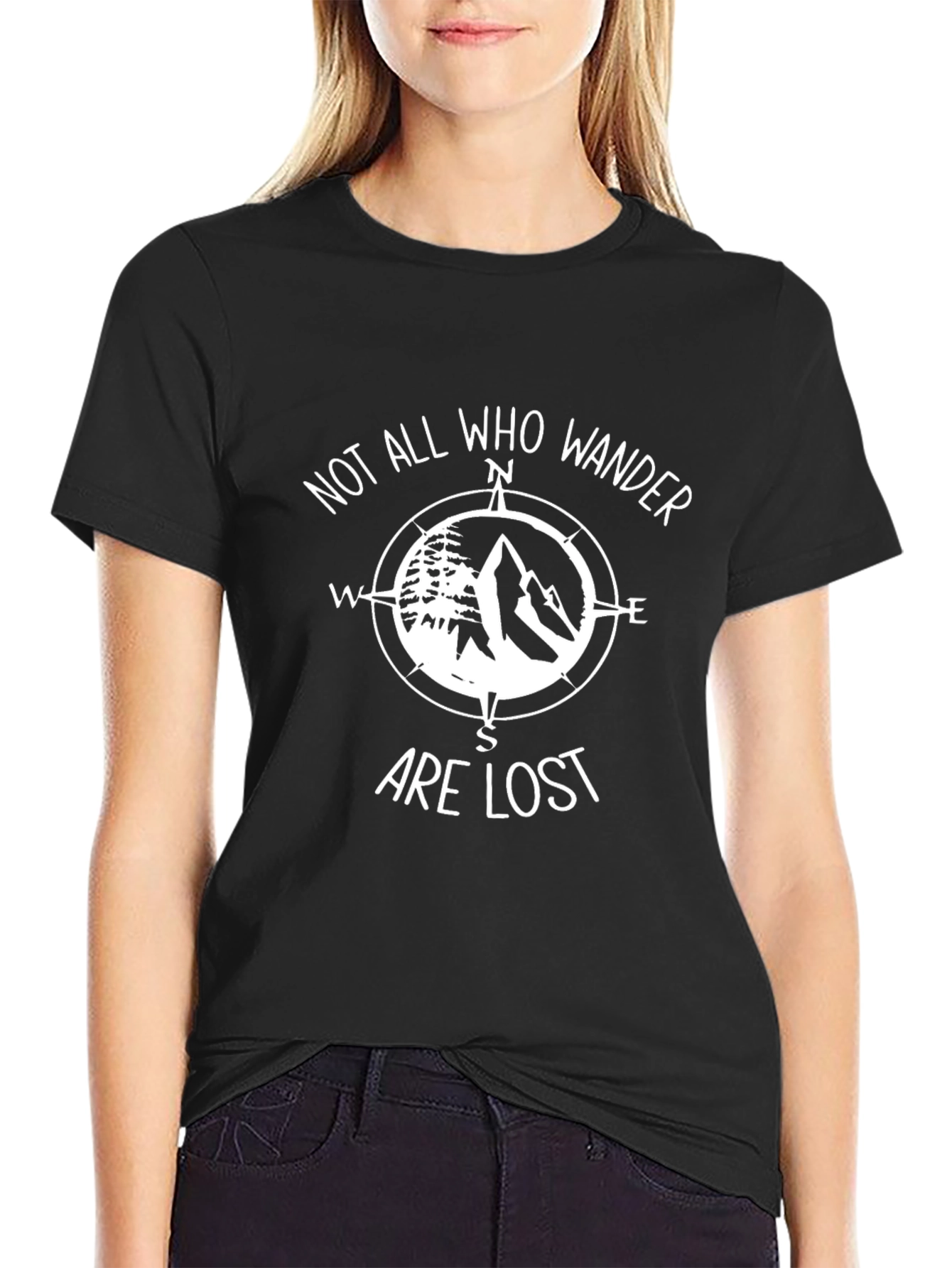 Black Wanderlust Compass Graphic Tee - Black view 2