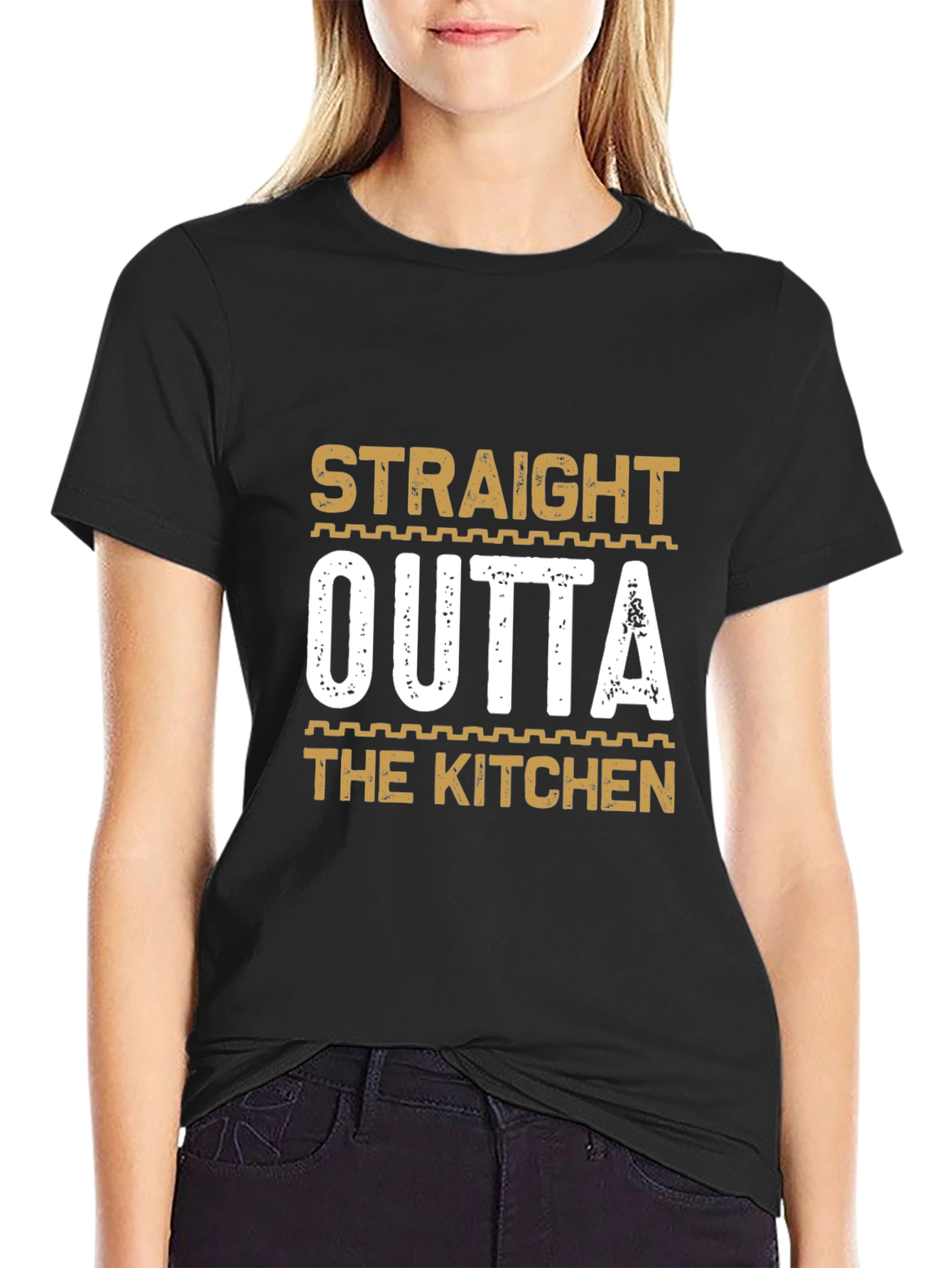 Black Straight Outta The Kitchen T-Shirt - Funny Chef Tee view 2