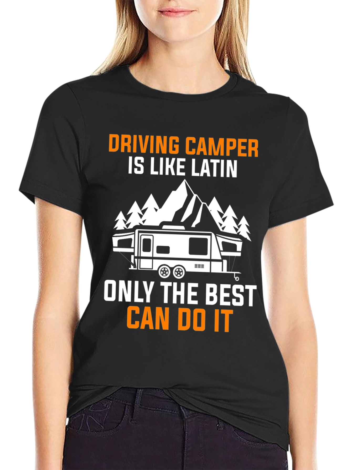 Black Driving Camper Like Latin T-Shirt view 2