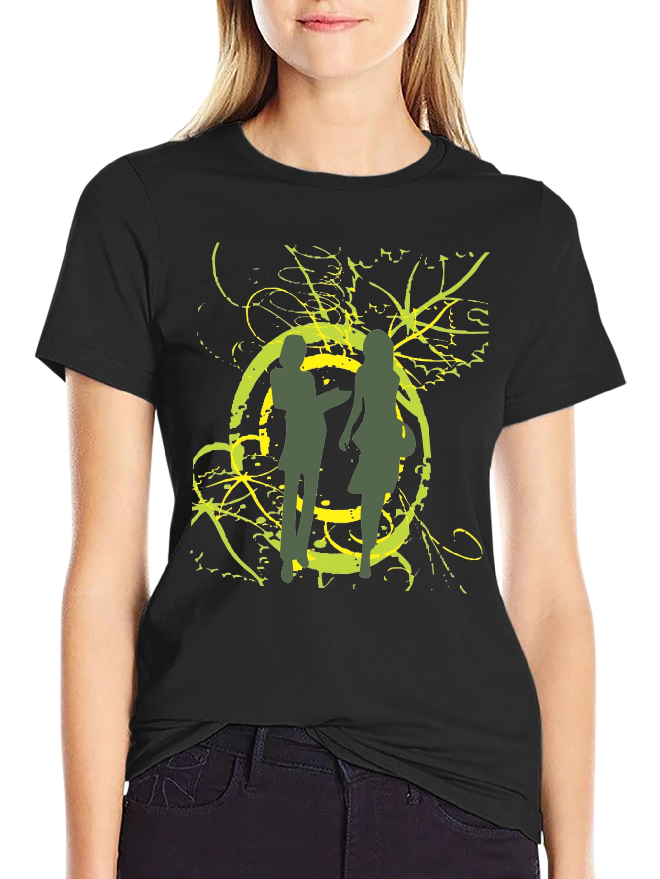 Black Abstract Silhouette Graphic T-Shirt view 2