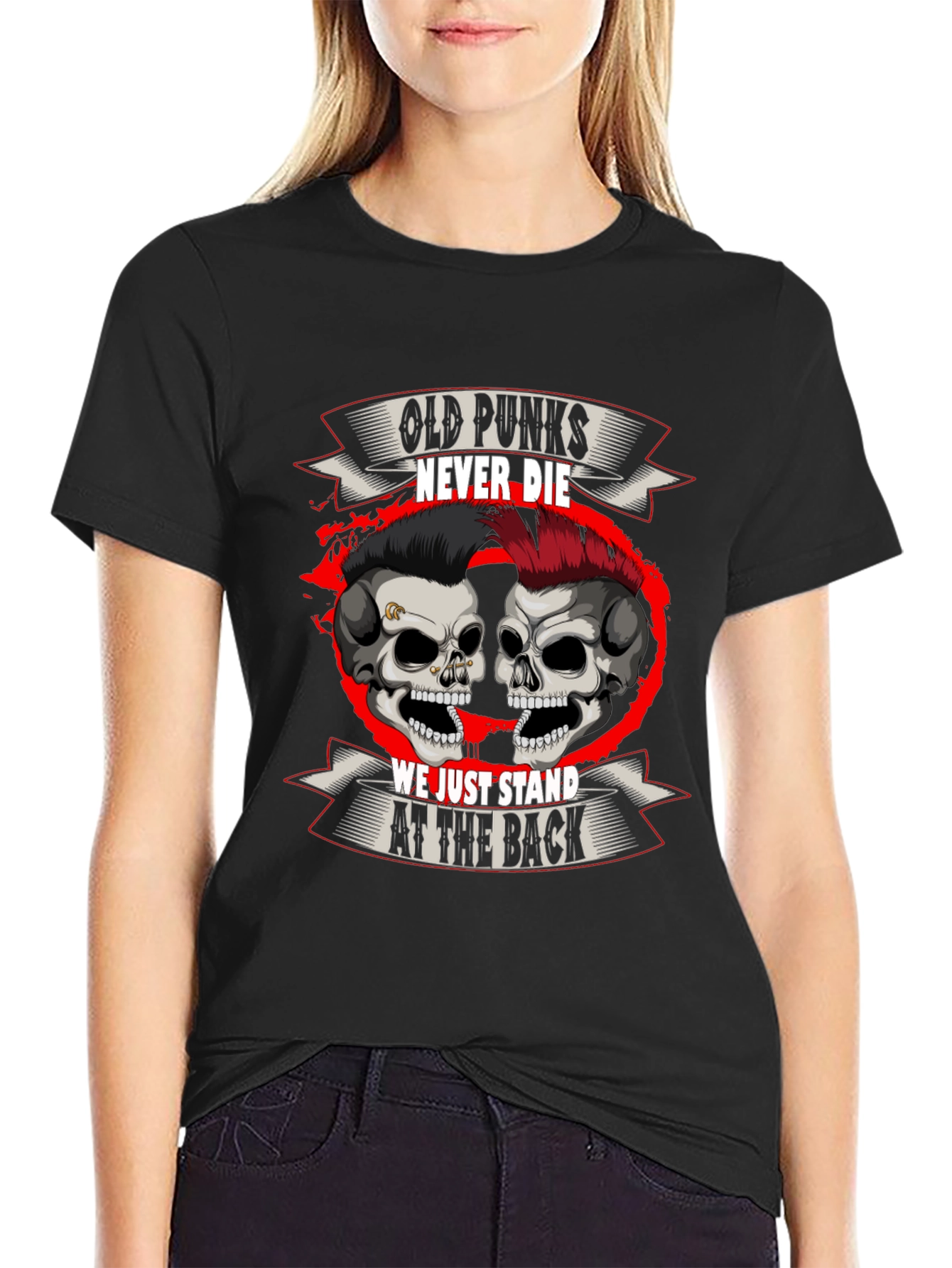 Black Old Punks Never Die T-Shirt view 2