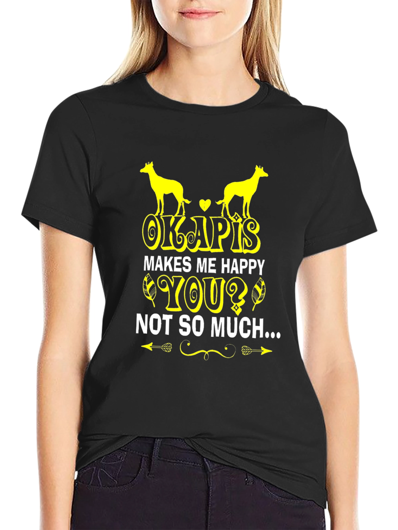 Black Funny Okapis Lover T-Shirt view 2