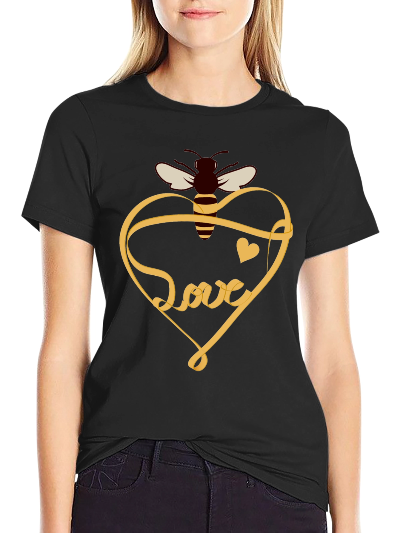 Black Bee Love T-Shirt: Sweet Heart Design view 2