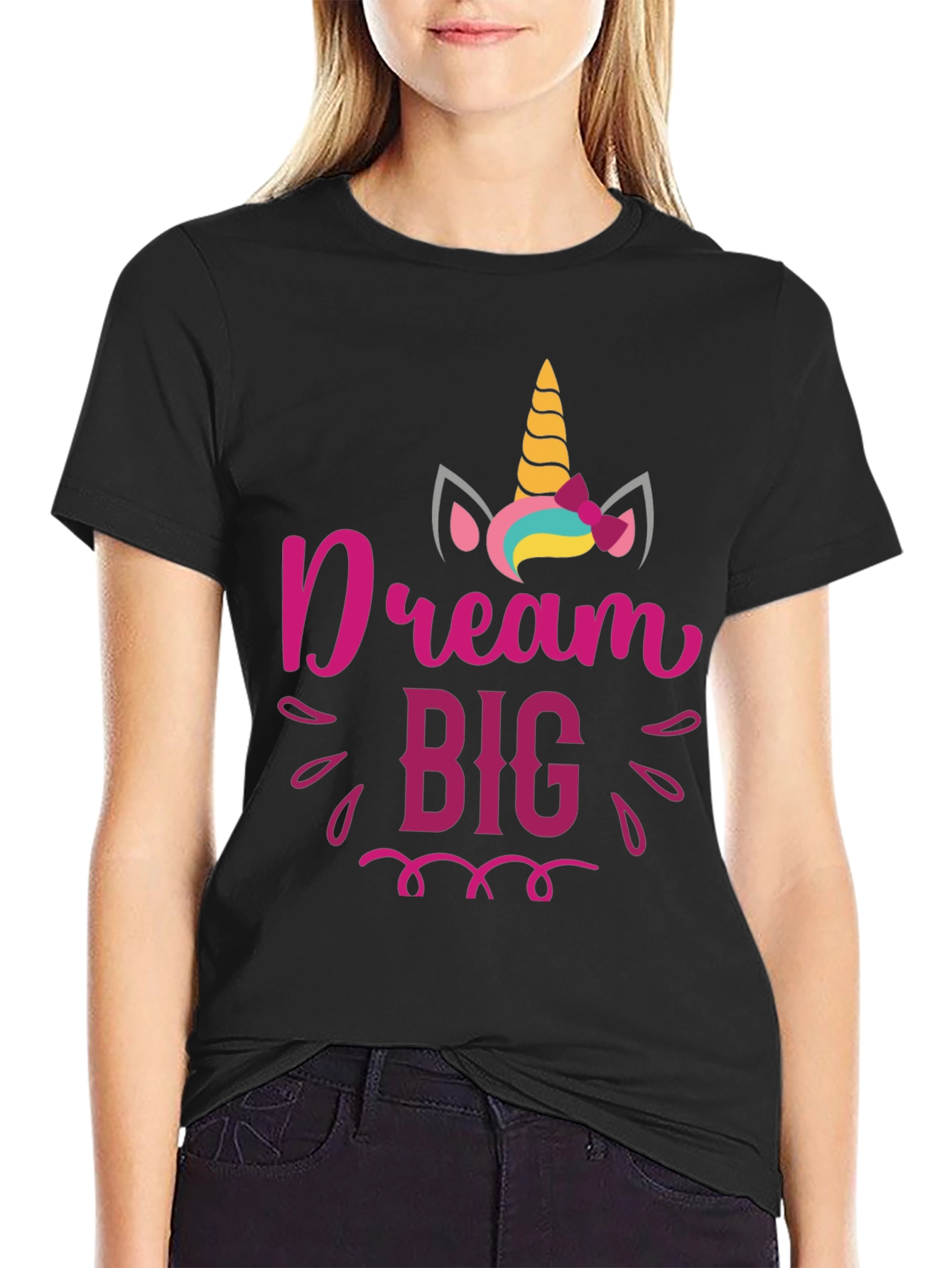 Black Dream Big Unicorn Graphic Tee view 2