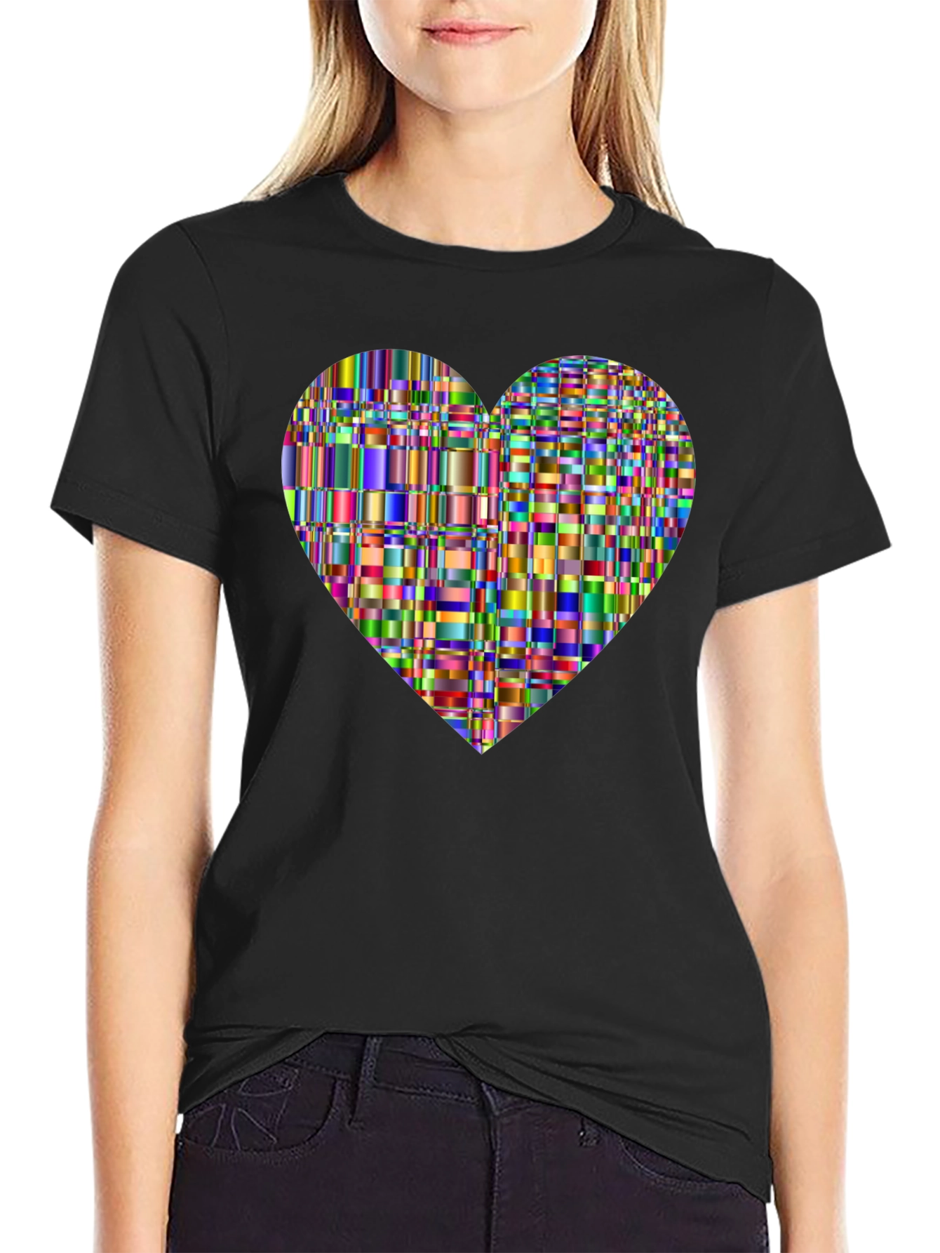 Black Abstract Heart Graphic T-Shirt view 2