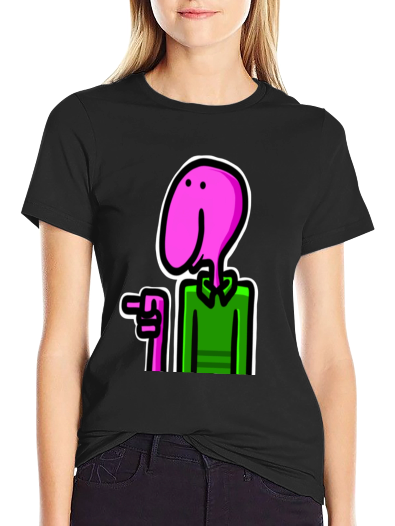Black Cartoon Man T-Shirt view 2