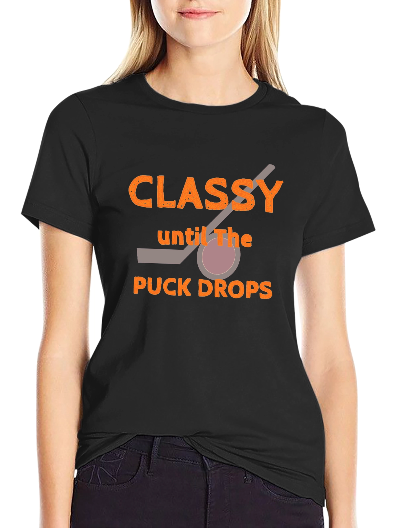 Black Classy Hockey T-Shirt - Game Day Apparel view 2