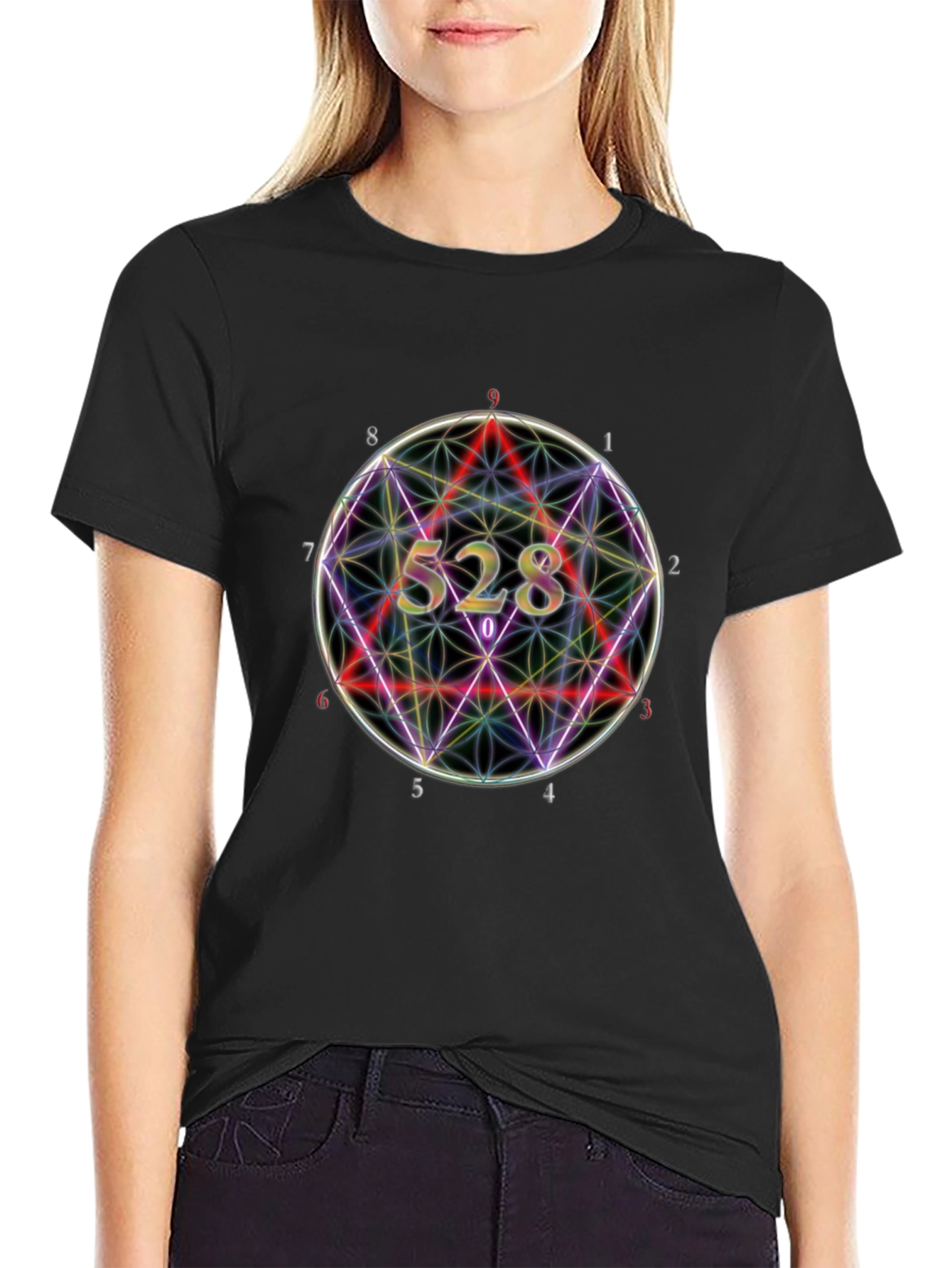Black Geometric 528 Graphic Tee - Men's Black T-Shirt view 2