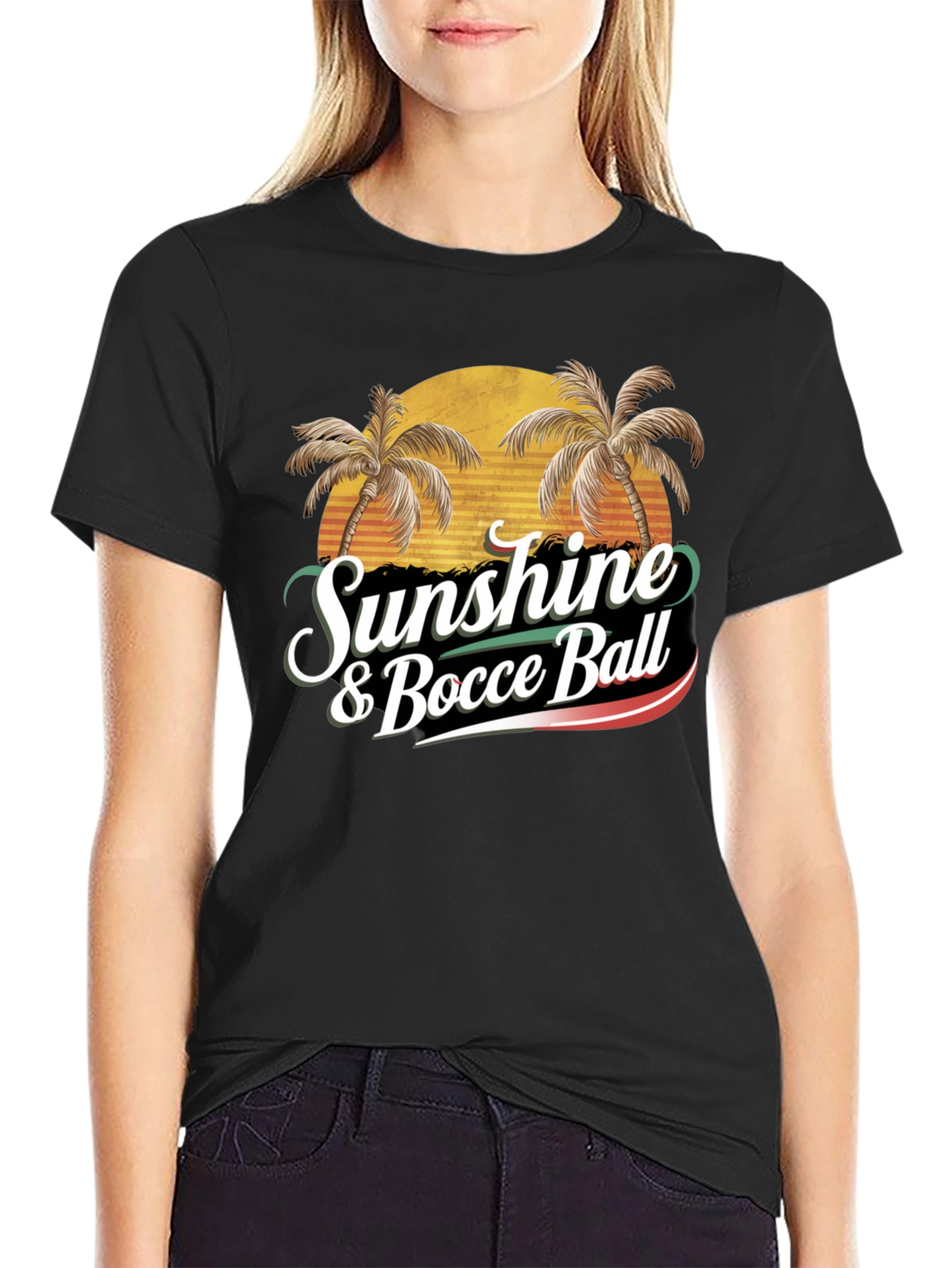 Black Sunshine & Bocce Ball T-Shirt view 2