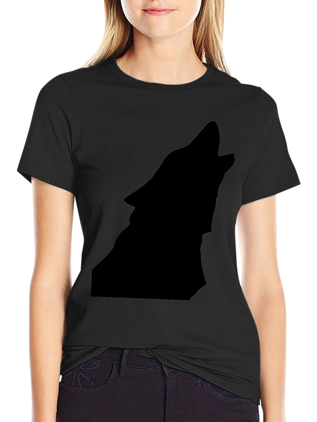 Black Black Wolf Silhouette Graphic Tee - Men's Casual Shirt view 2
