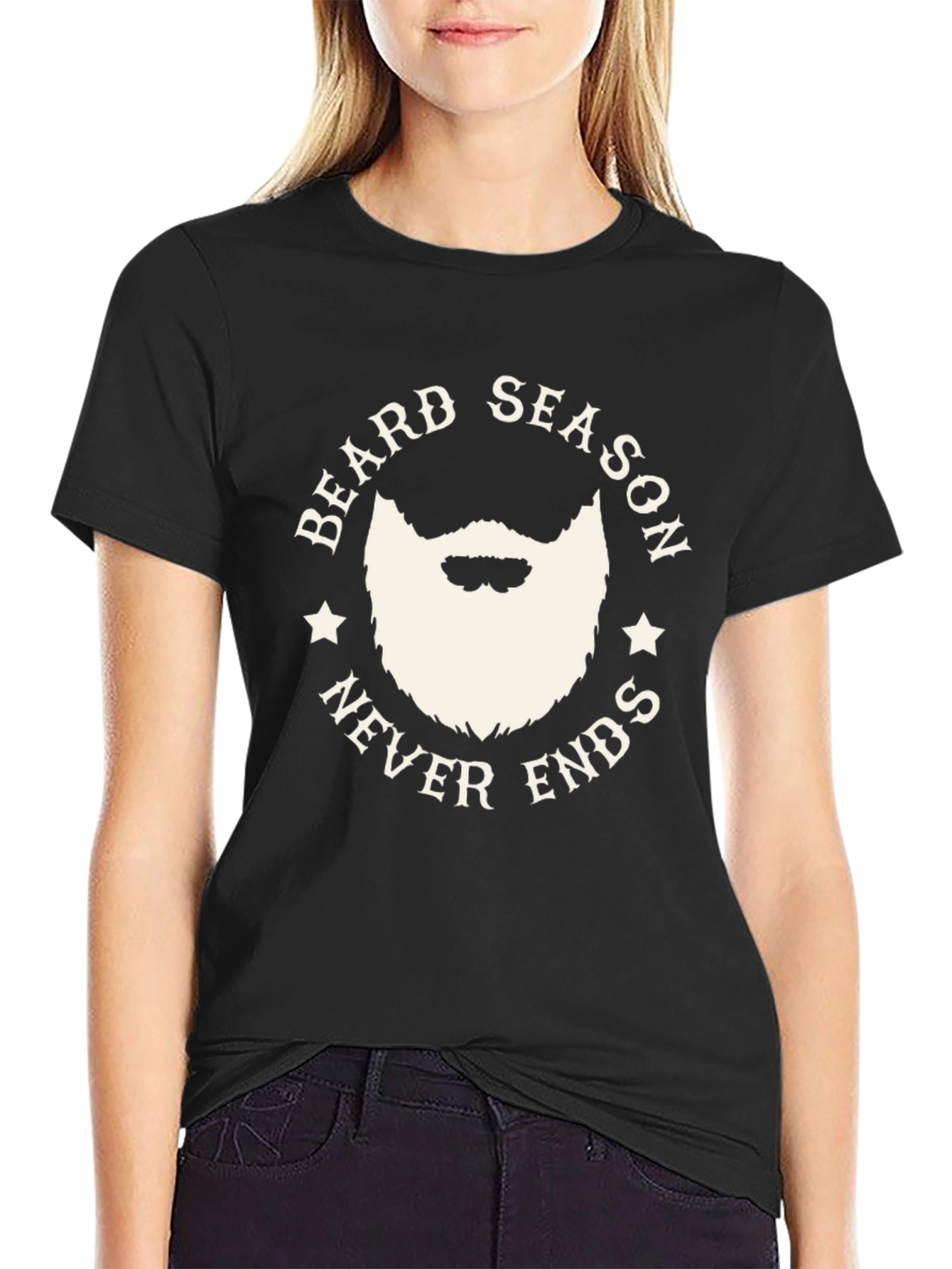 Black Beard Season Never Ends Graphic Tee view 2