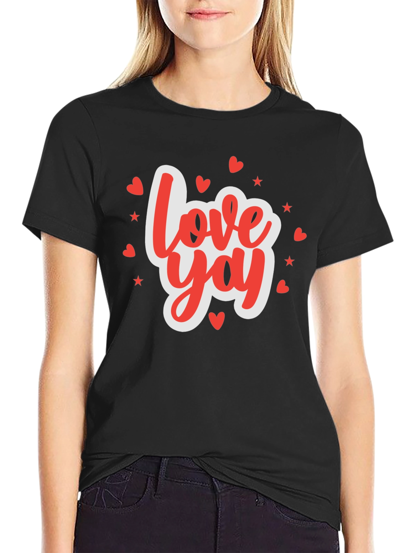 Black Love Yay Valentine's Day Graphic T-Shirt view 2