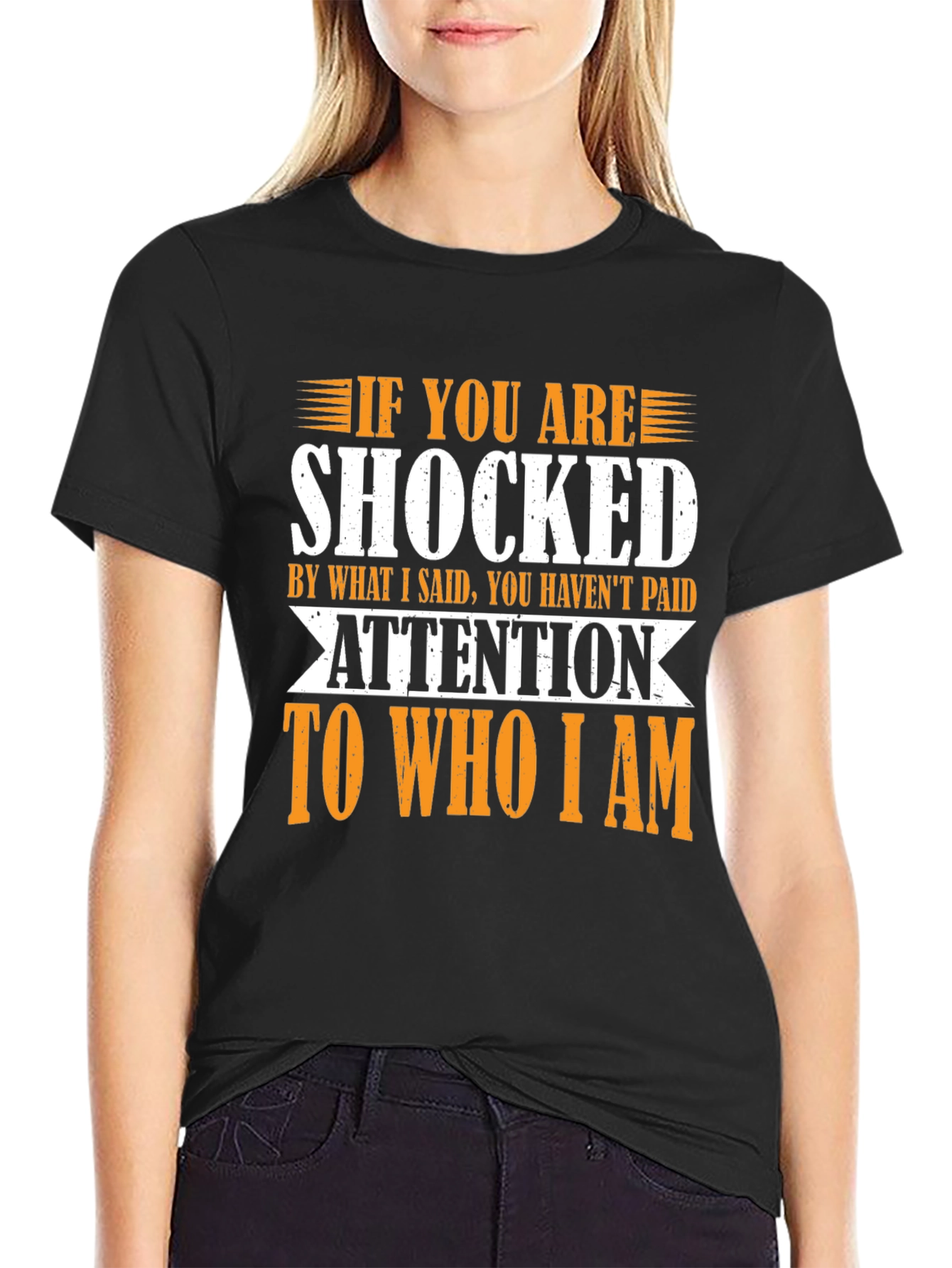 Black Shocked Funny Sarcastic Graphic T-Shirt view 2