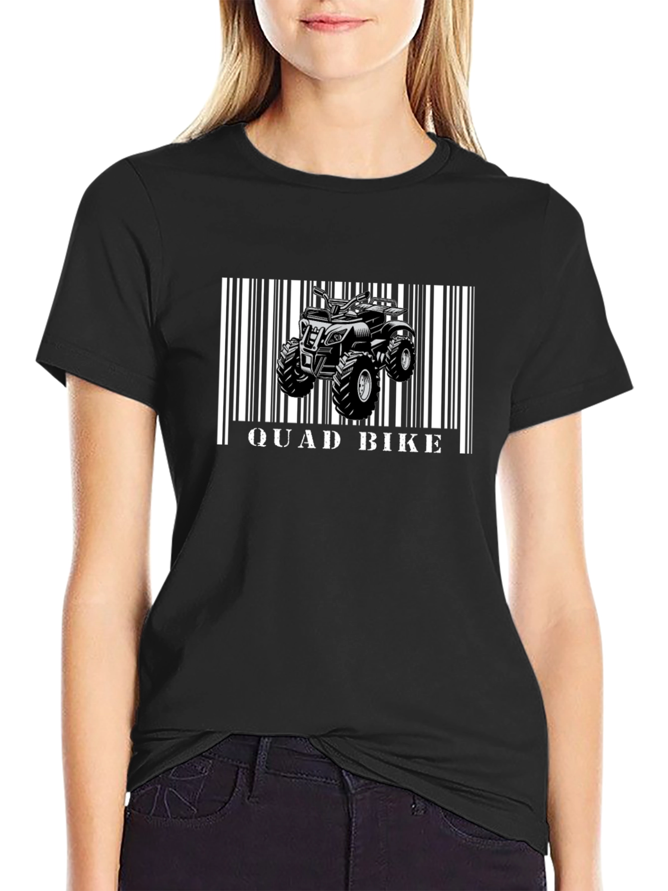 Black Quad Bike Barcode T-Shirt - Black view 2