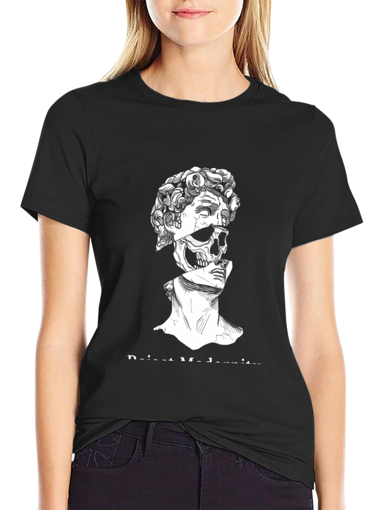 Black Skull David T-Shirt - Modern Art Tee view 2